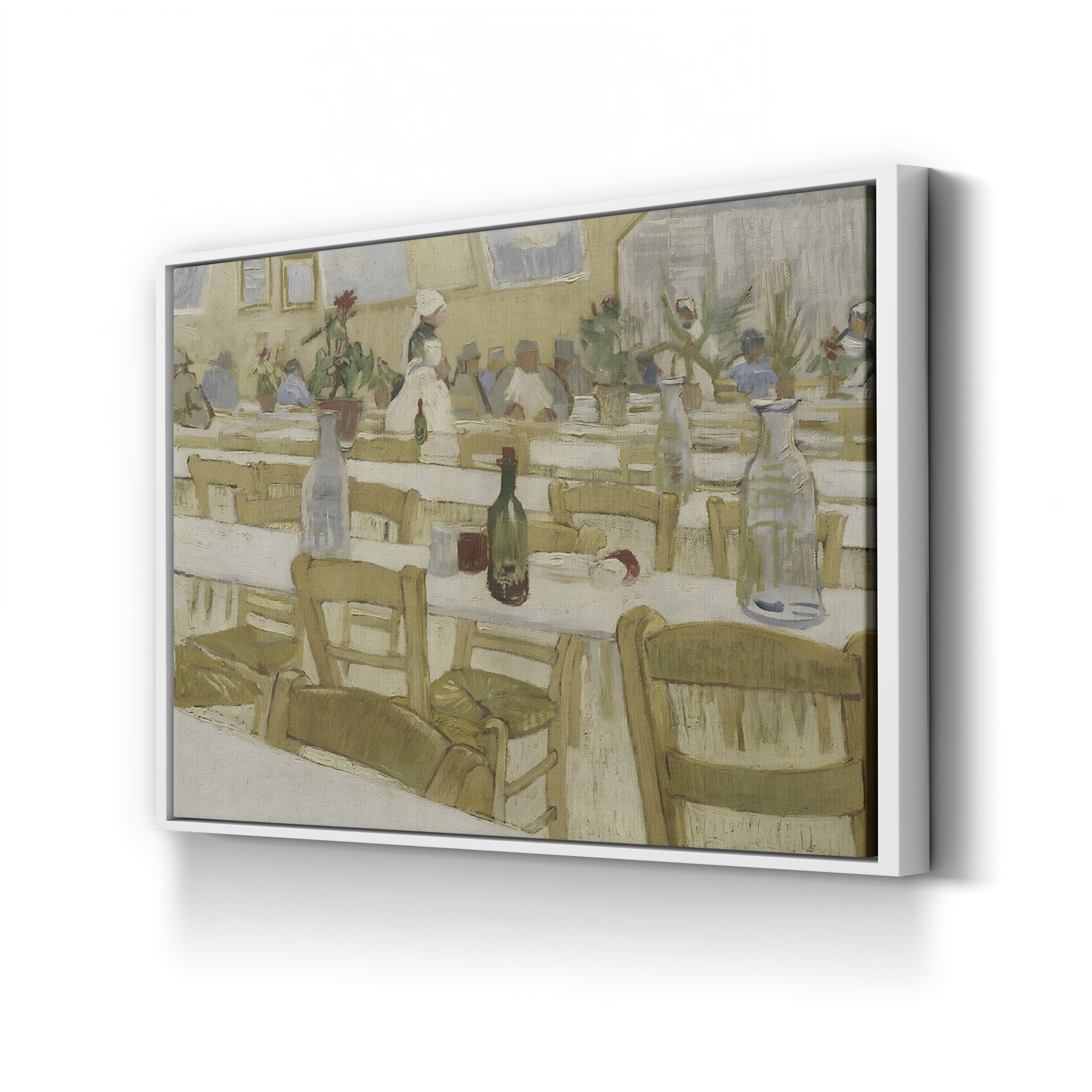Interior of a Restaurant by Vincent van Gogh canvas print in white frame