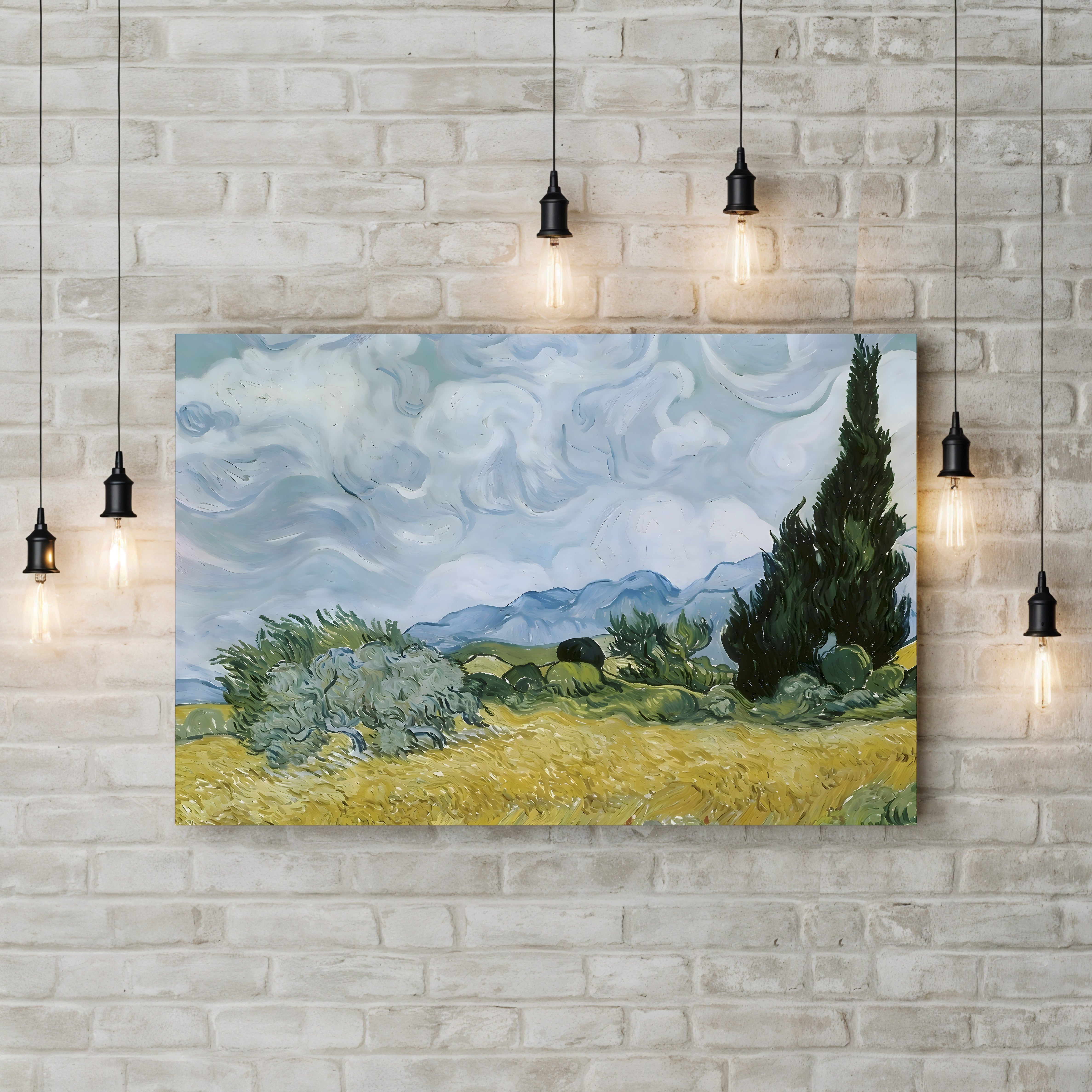 A Wheatfield, 1889 – Vincent van Gogh Wall Art | Post-Impressionist Landscape Canvas Print