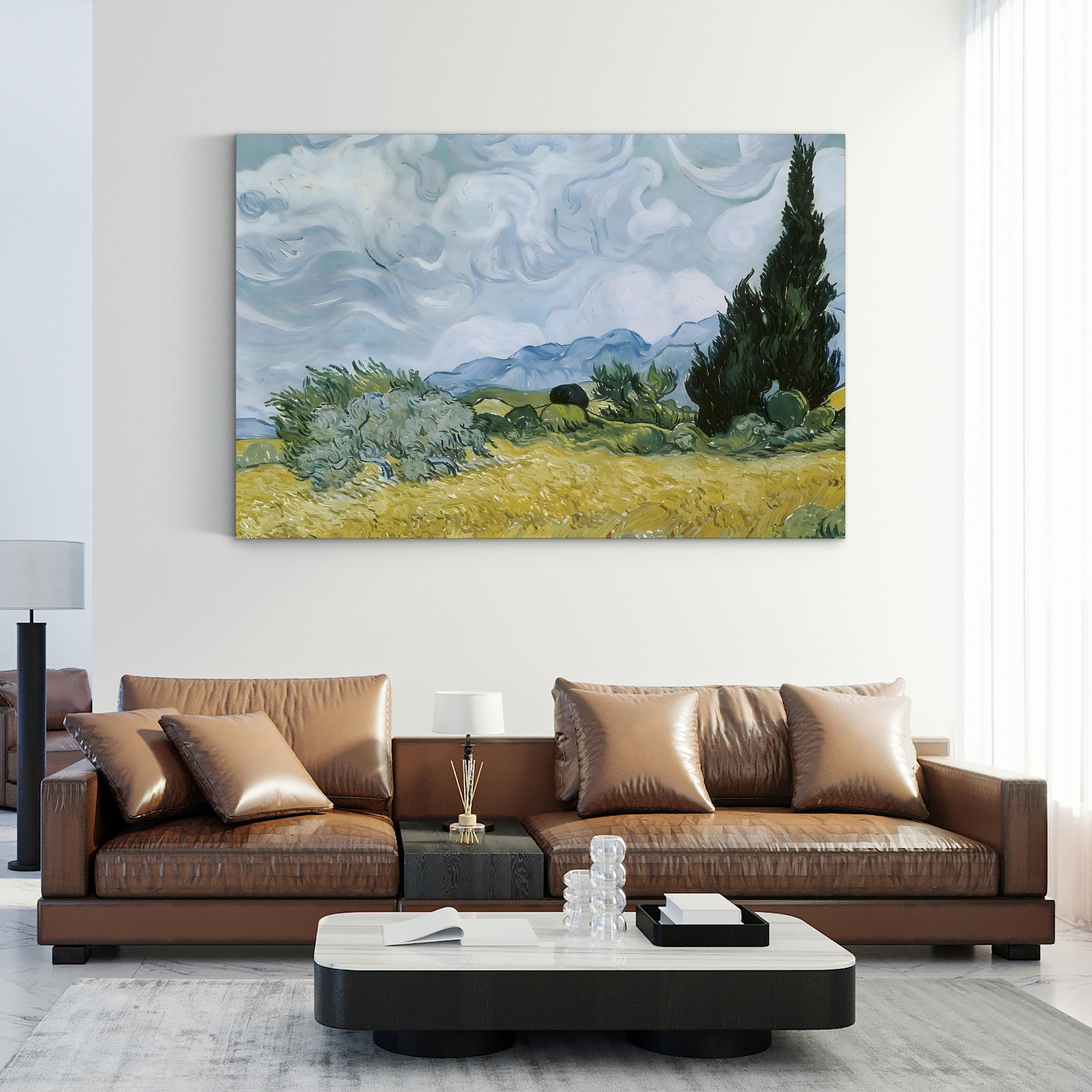 A Wheatfield, 1889 – Vincent van Gogh Wall Art | Post-Impressionist Landscape Canvas Print