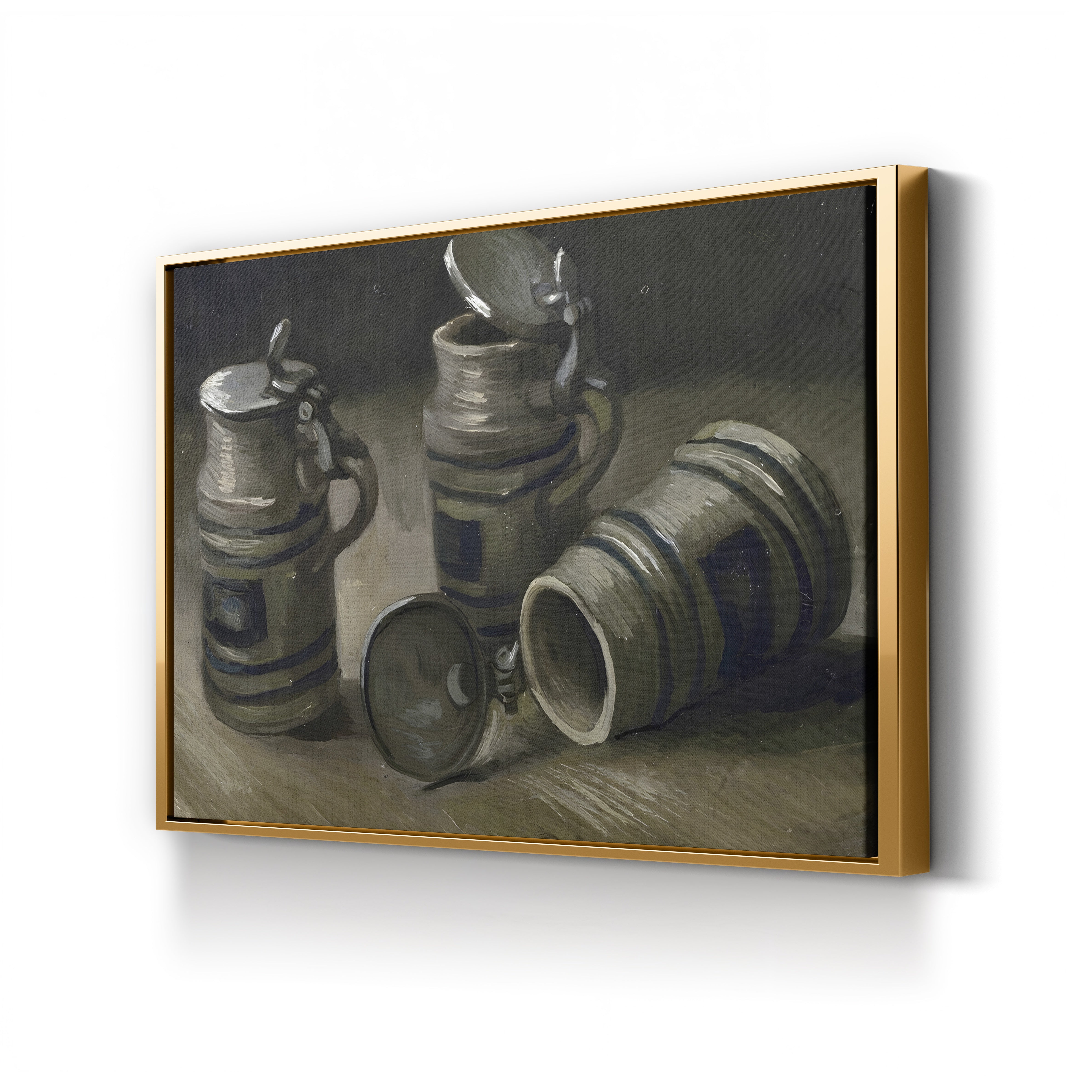 Beer Tankards, 1885 – Vincent van Gogh Wall Art | Early Dutch Still Life Canvas Print