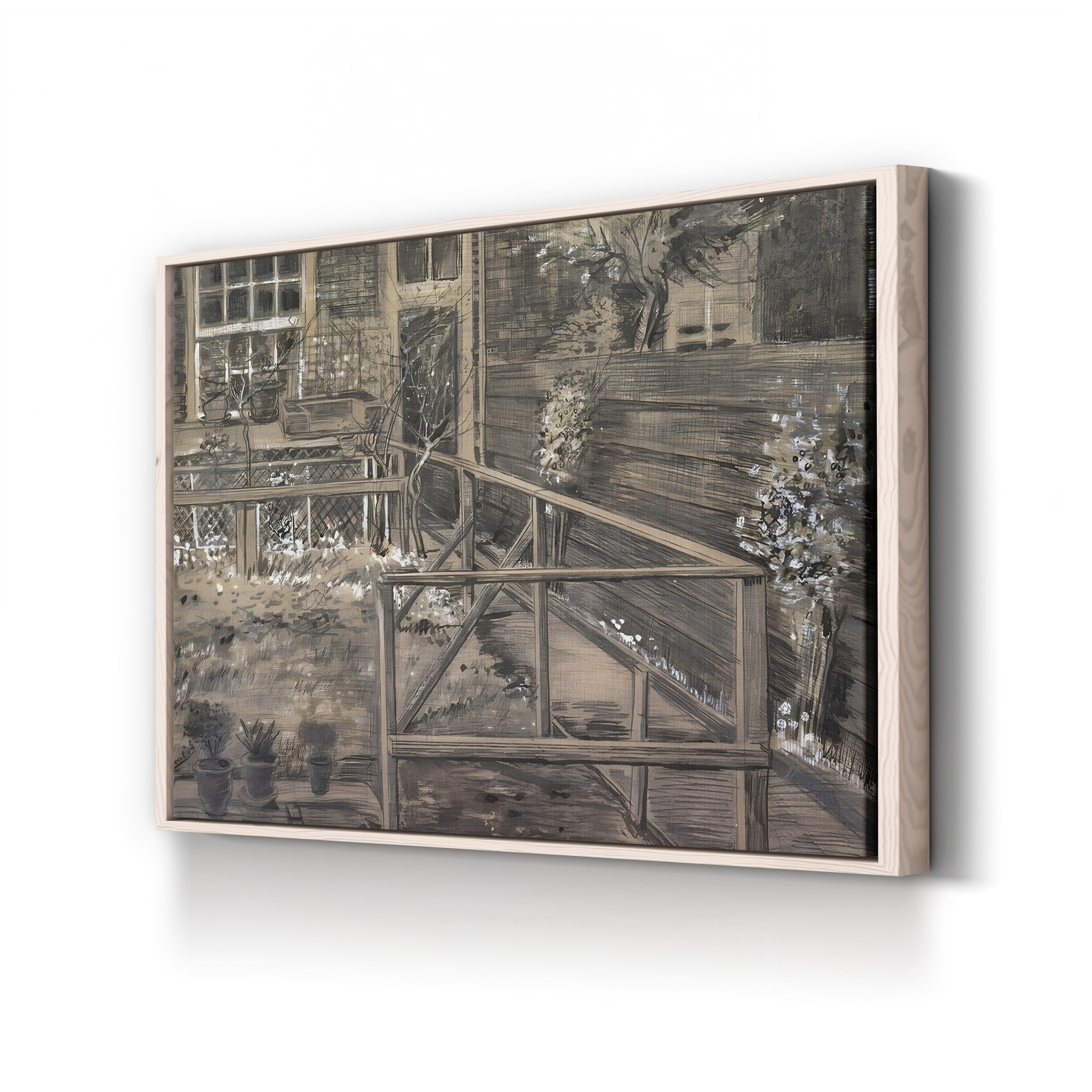 Behind the House of Sien, 1882 – Vincent van Gogh Wall Art | Early Dutch Drawing Canvas Print
