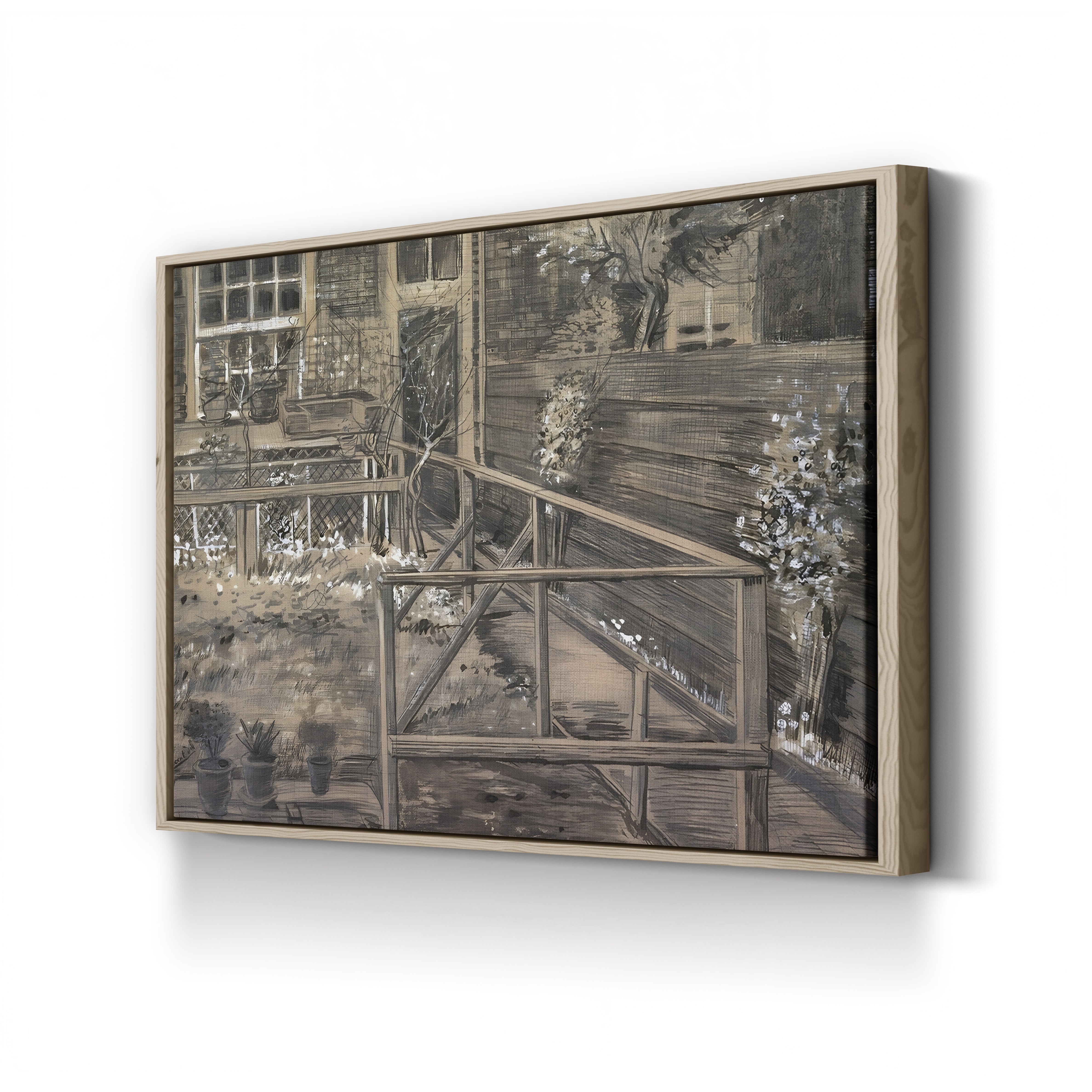 Behind the House of Sien, 1882 – Vincent van Gogh Wall Art | Early Dutch Drawing Canvas Print