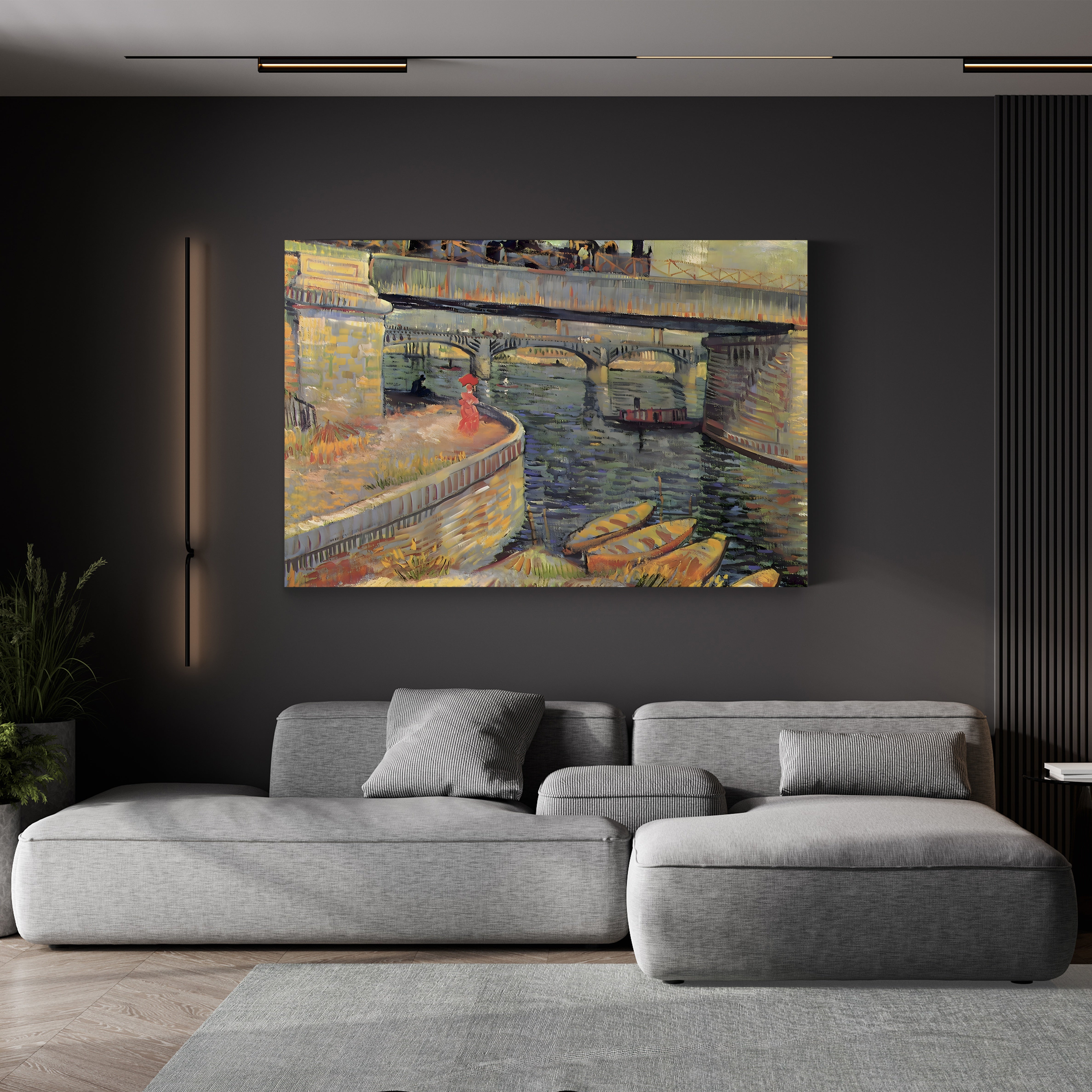 Bridges at Asnières, 1887 – Vincent van Gogh Wall Art | Post-Impressionist Architecture Canvas Print