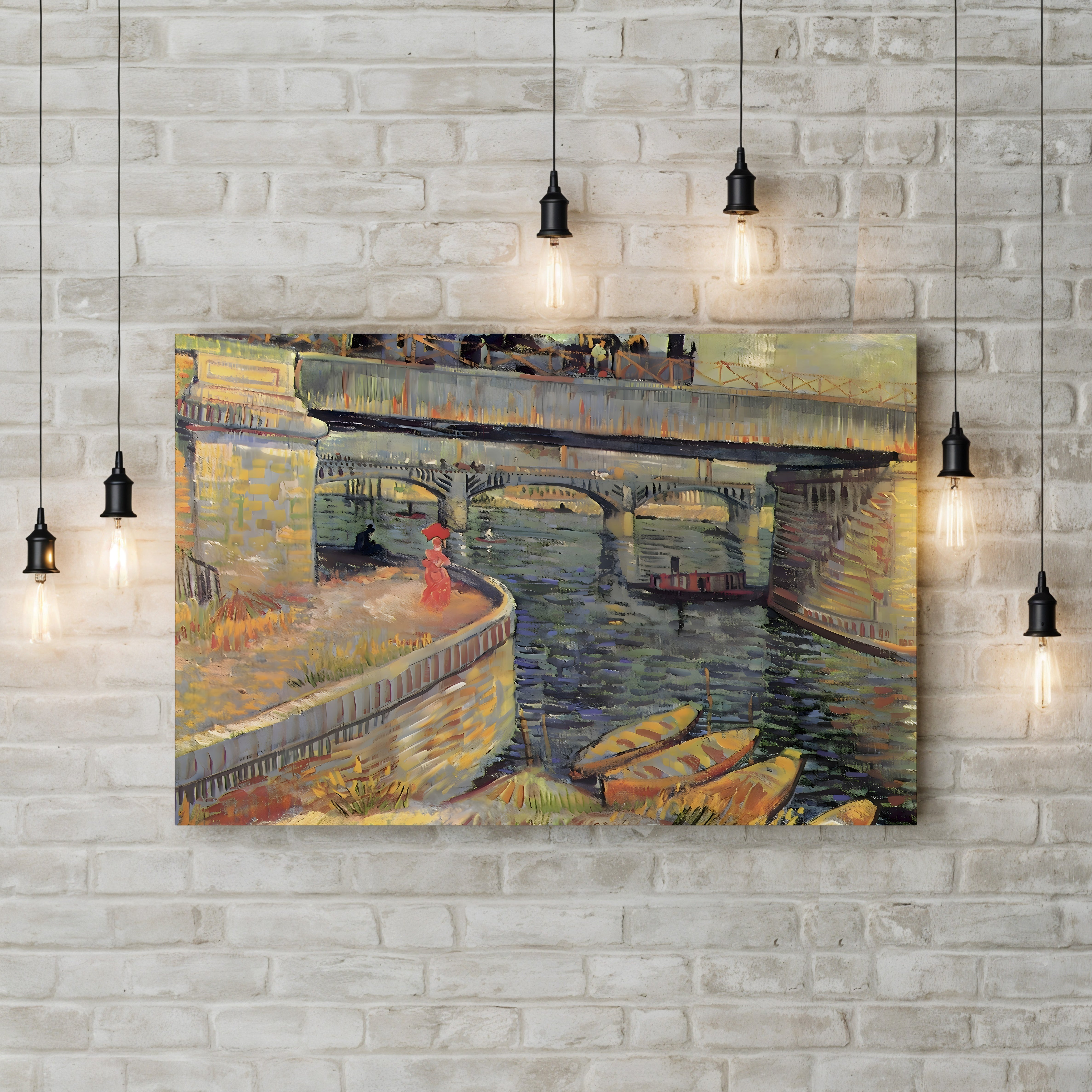 Bridges at Asnières, 1887 – Vincent van Gogh Wall Art | Post-Impressionist Architecture Canvas Print