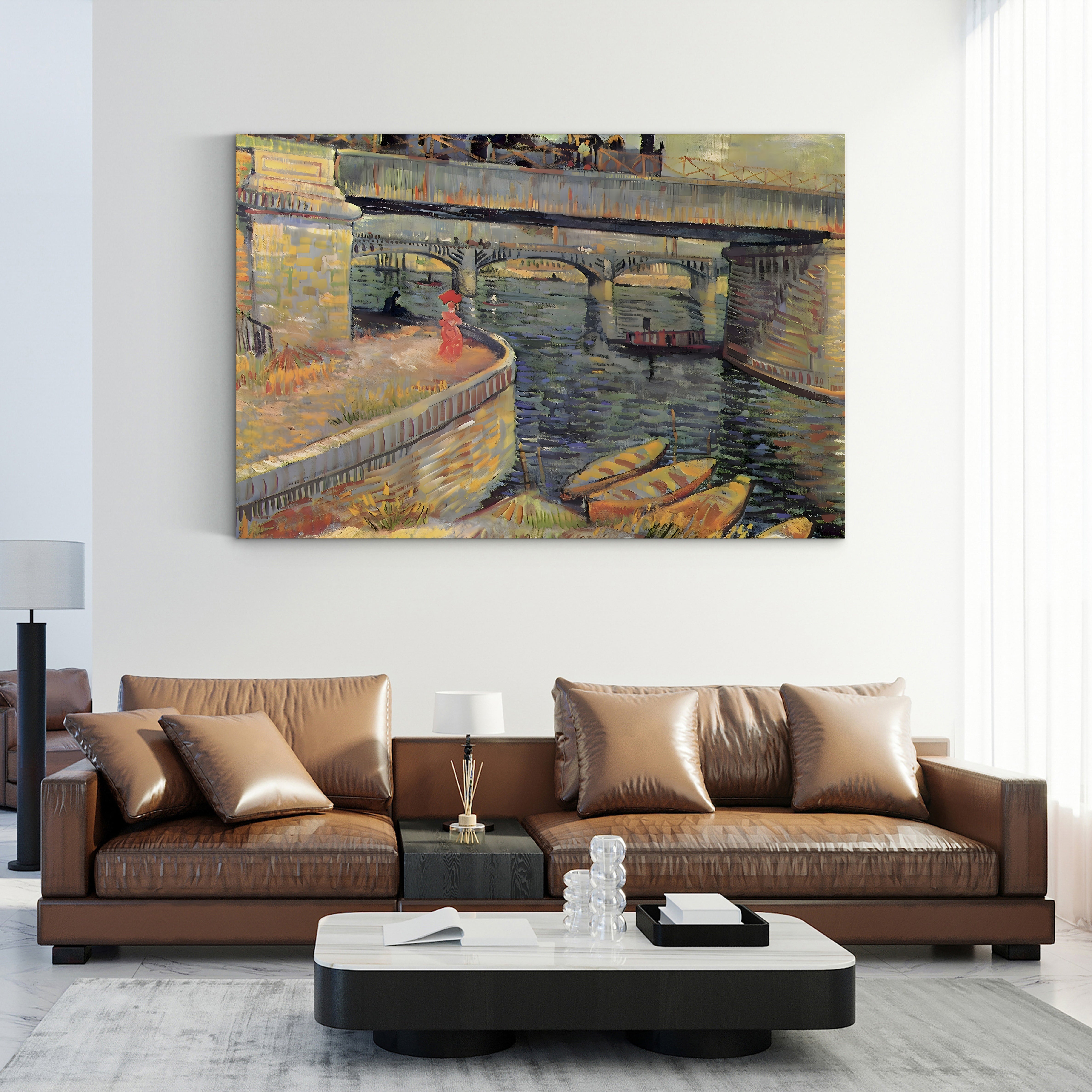 Bridges at Asnières, 1887 – Vincent van Gogh Wall Art | Post-Impressionist Architecture Canvas Print