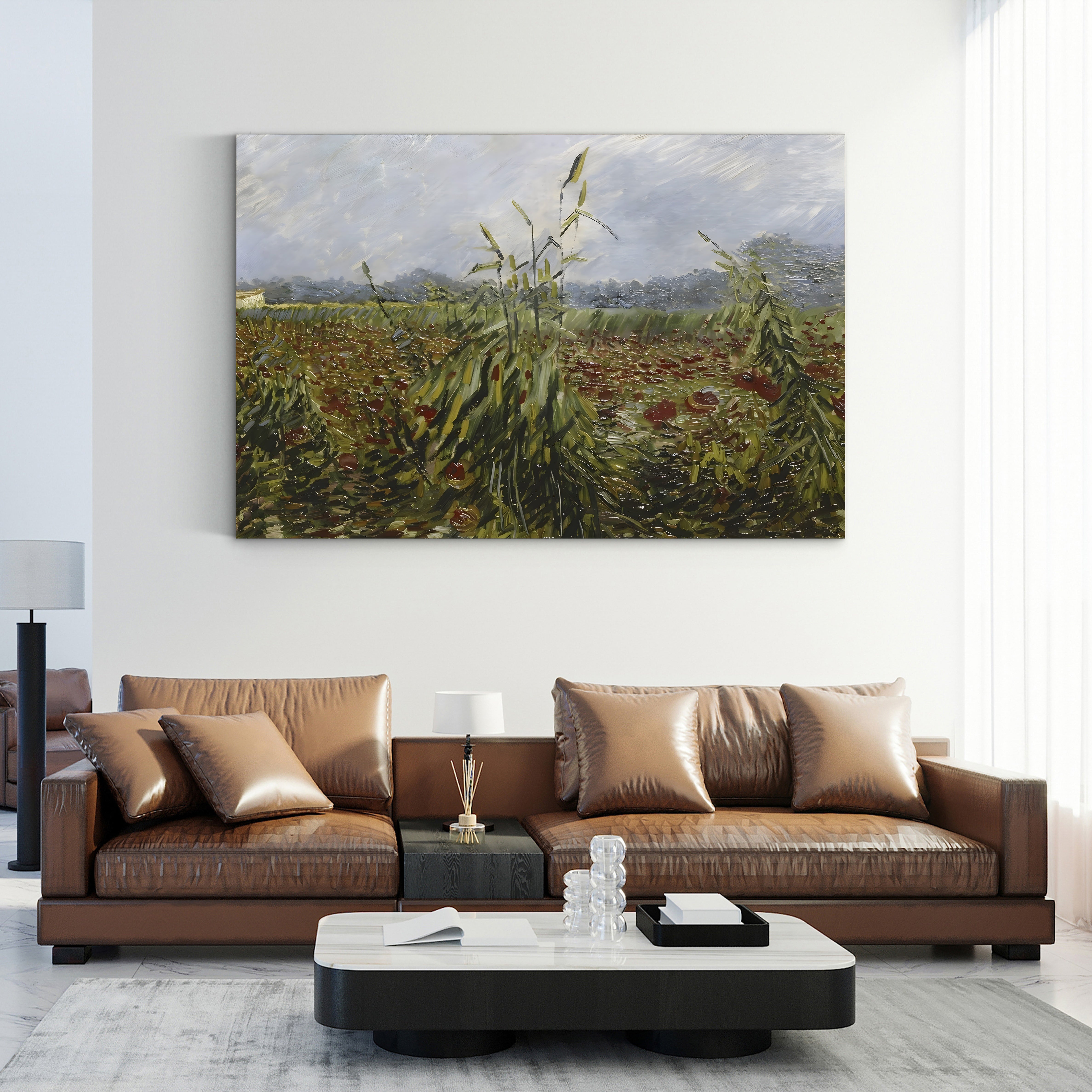 Corn Fields and Poppies, 1888 – Vincent van Gogh Wall Art | Post-Impressionist Landscape Canvas Print