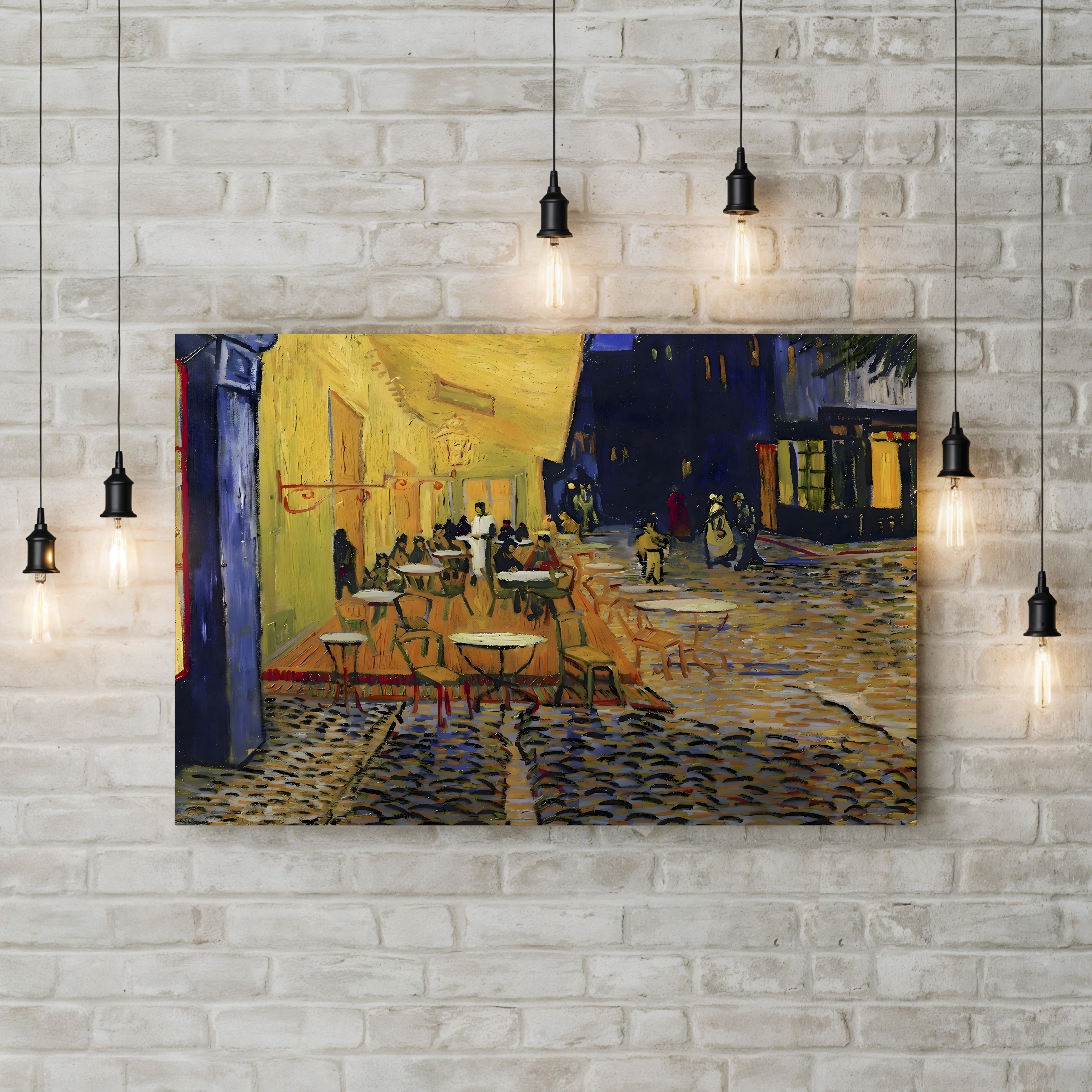 Detail of Café Terrace at Night, Arles, 1888 – Vincent van Gogh Wall Art | Post-Impressionist Nocturne Canvas Print