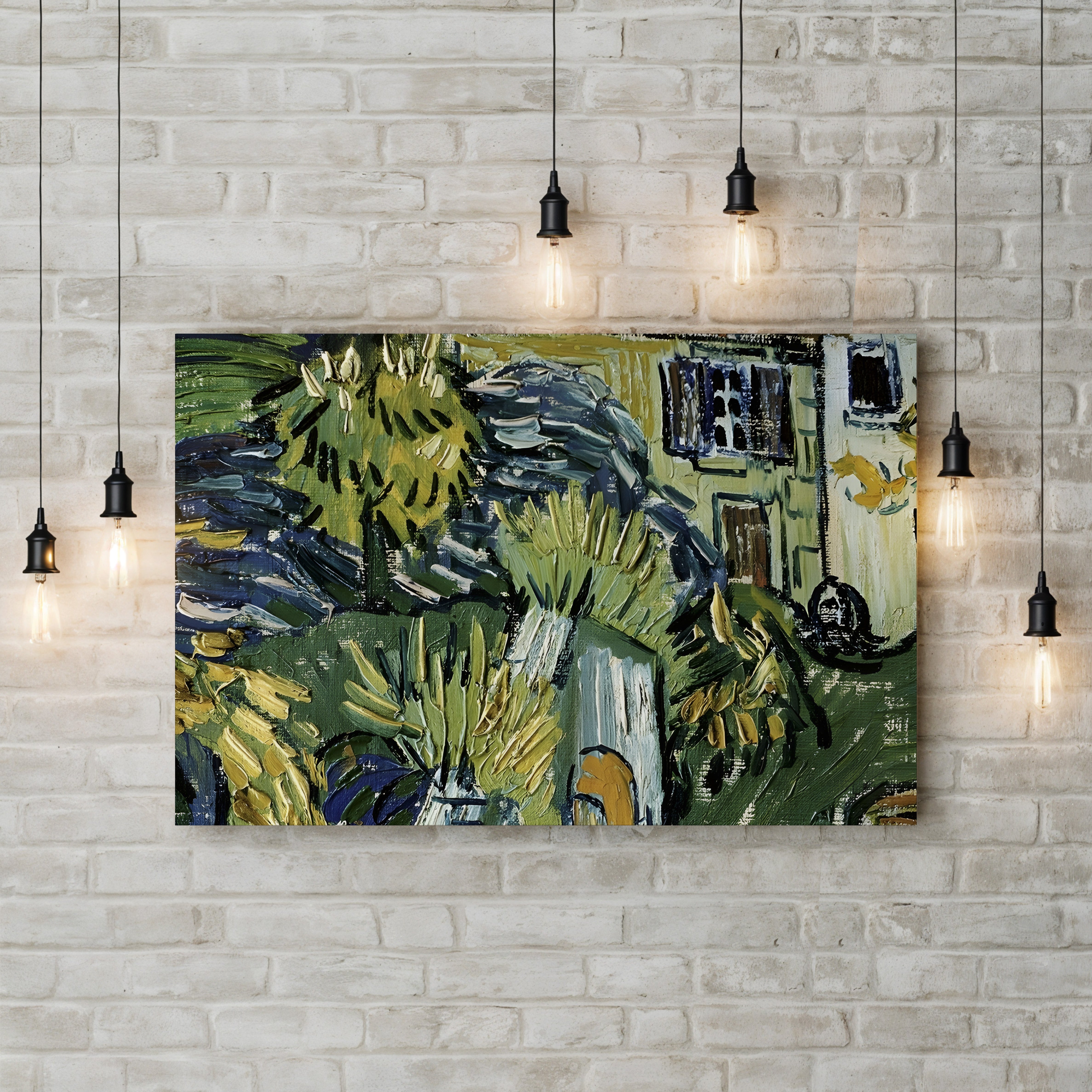 Detail of Stairway at Auvers – Vincent van Gogh Wall Art | Post-Impressionist Village Canvas Print