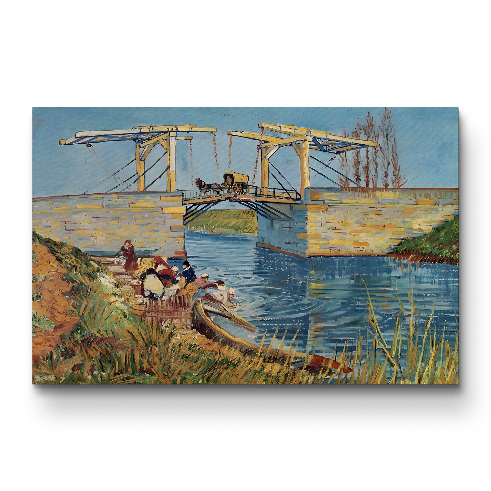 Drawbridge at Arles with Washerwomen – Vincent van Gogh Wall Art | Post-Impressionist Arles Canvas Print
