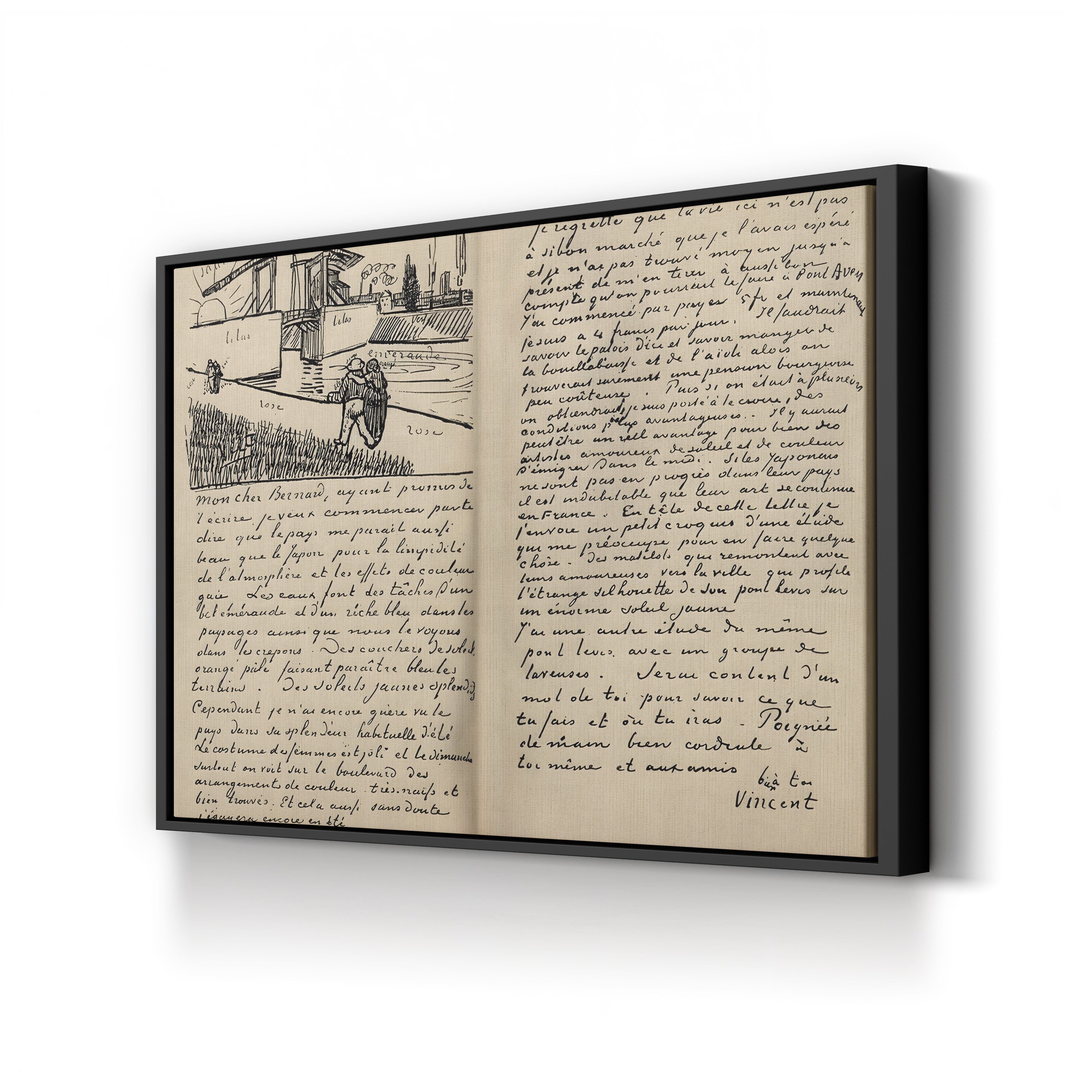 Facsimile of a Letter from Vincent van Gogh to Émile Bernard, 18 March 1888 – Historical Document Canvas Print