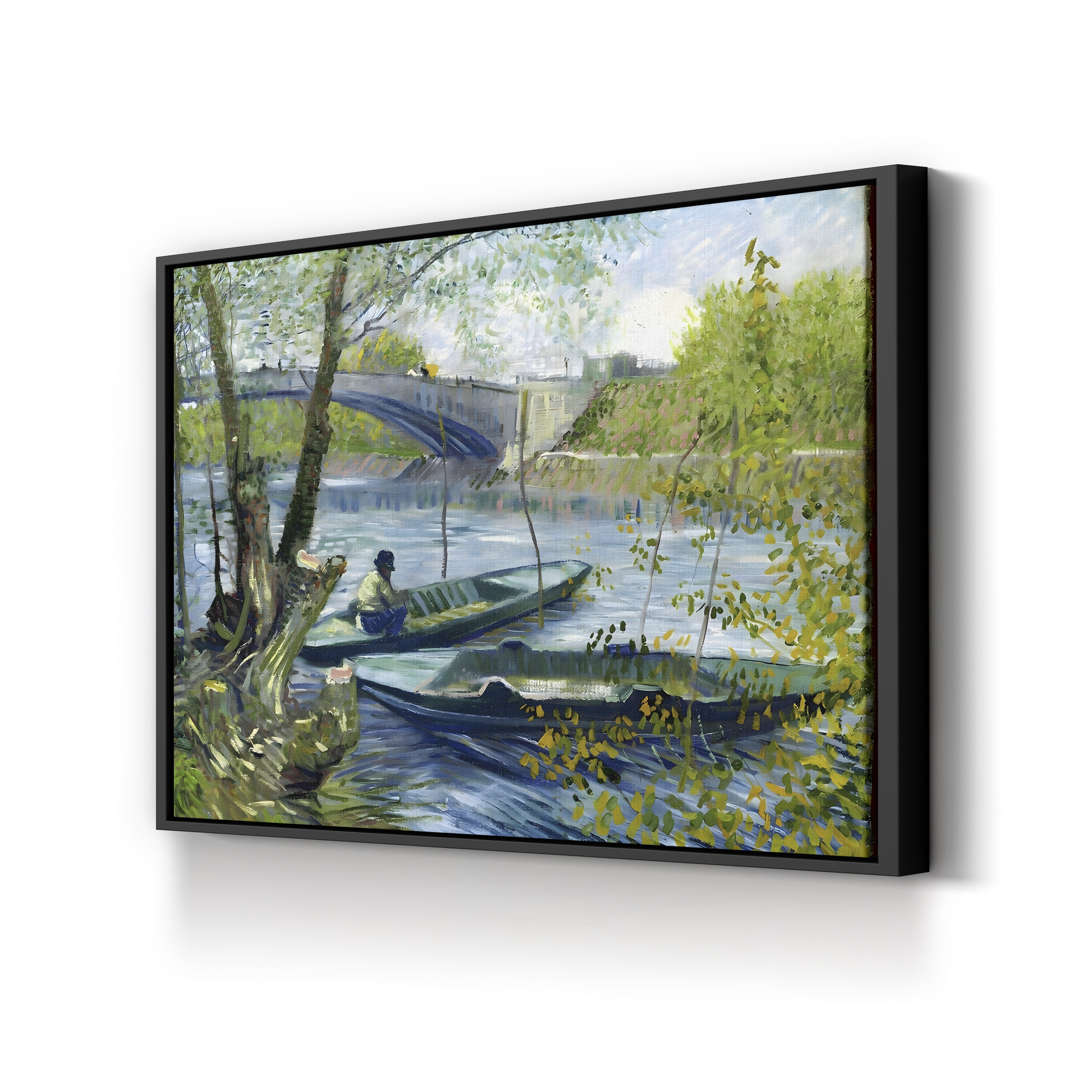 Fishing in Spring, the Pont de Clichy (Asnières), 1887 – Vincent van Gogh Wall Art | Post-Impressionist Riverscape Canvas Print