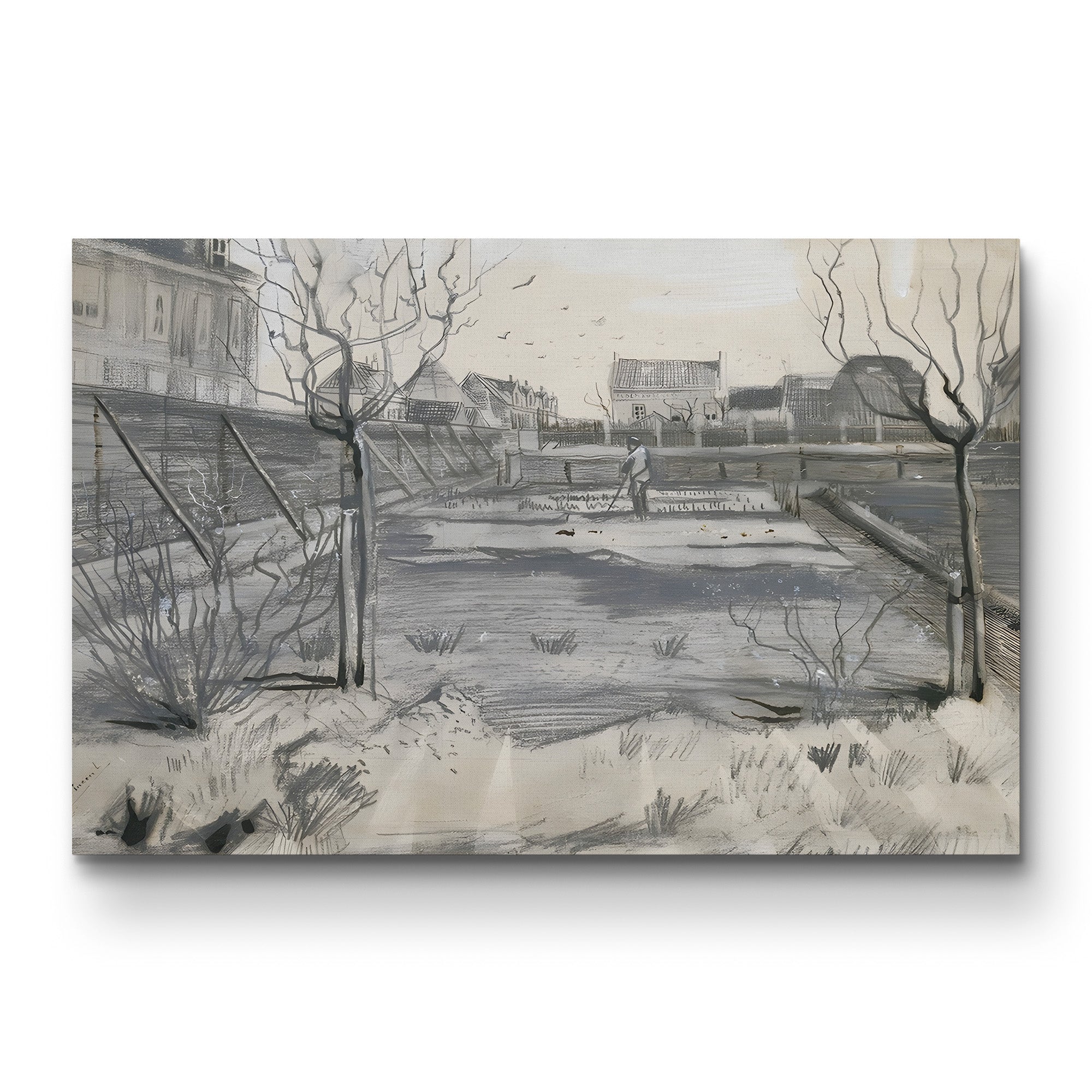 Flower Nursery on the Schenkweg in The Hague, 1882 – Vincent van Gogh Wall Art | Early Dutch Landscape Canvas Print
