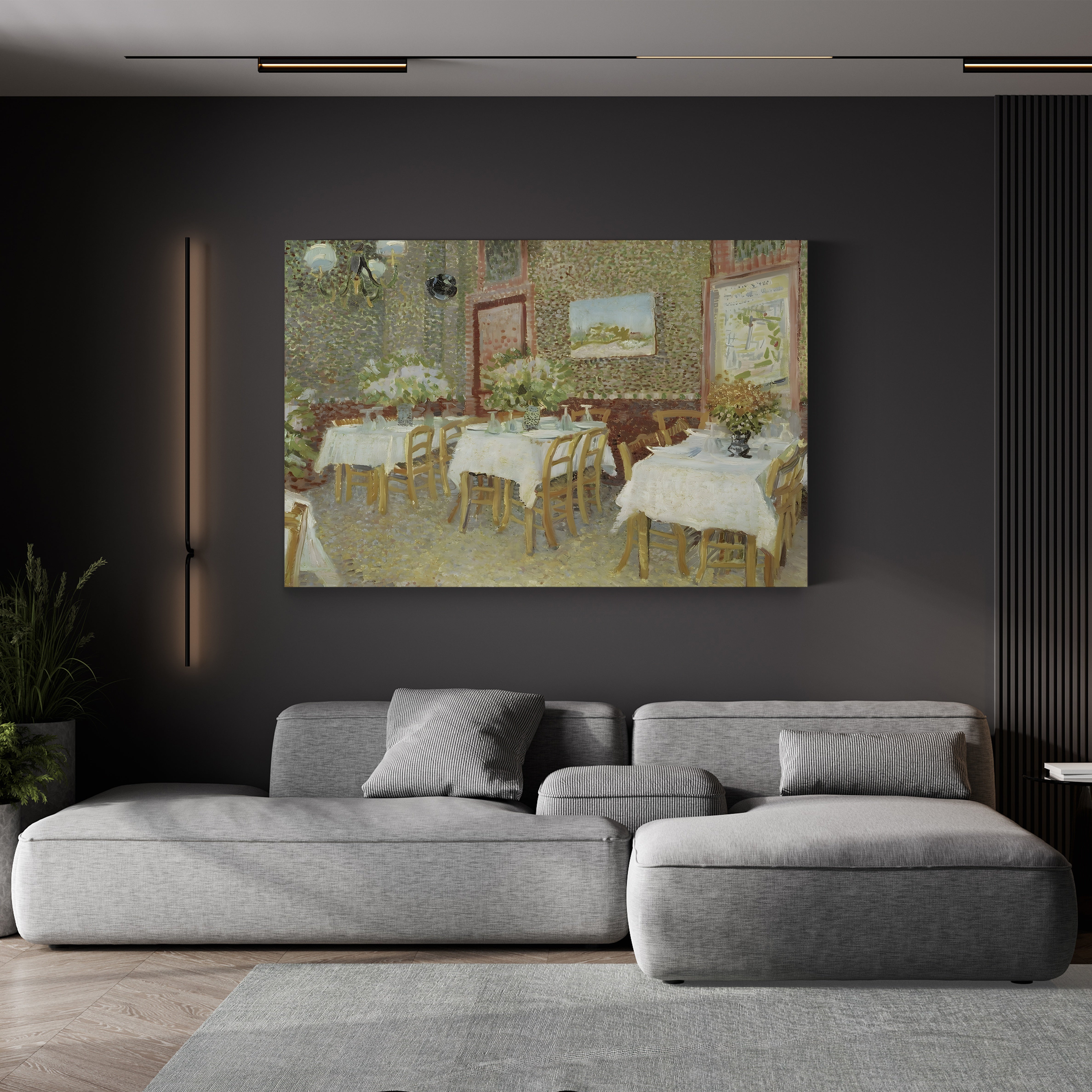 Interior of a Restaurant, 1887 – Vincent van Gogh Wall Art | Post-Impressionist Interior Canvas Print