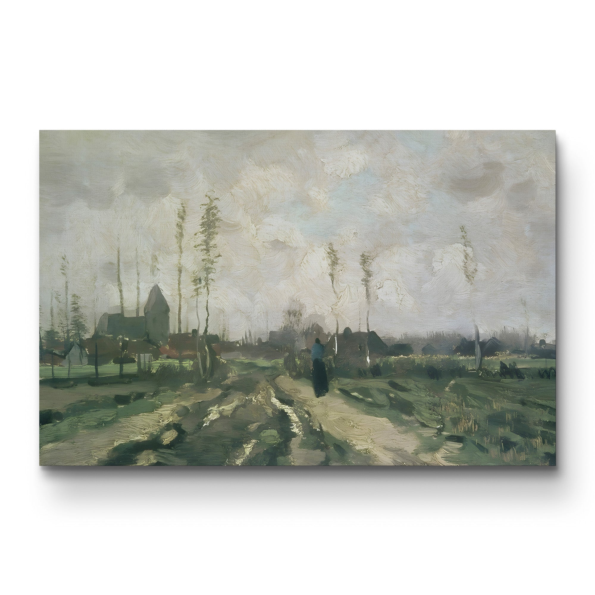 Landscape With a Church and Houses, Nuenen, 1885 – Vincent van Gogh Wall Art | Early Dutch Landscape Canvas Print