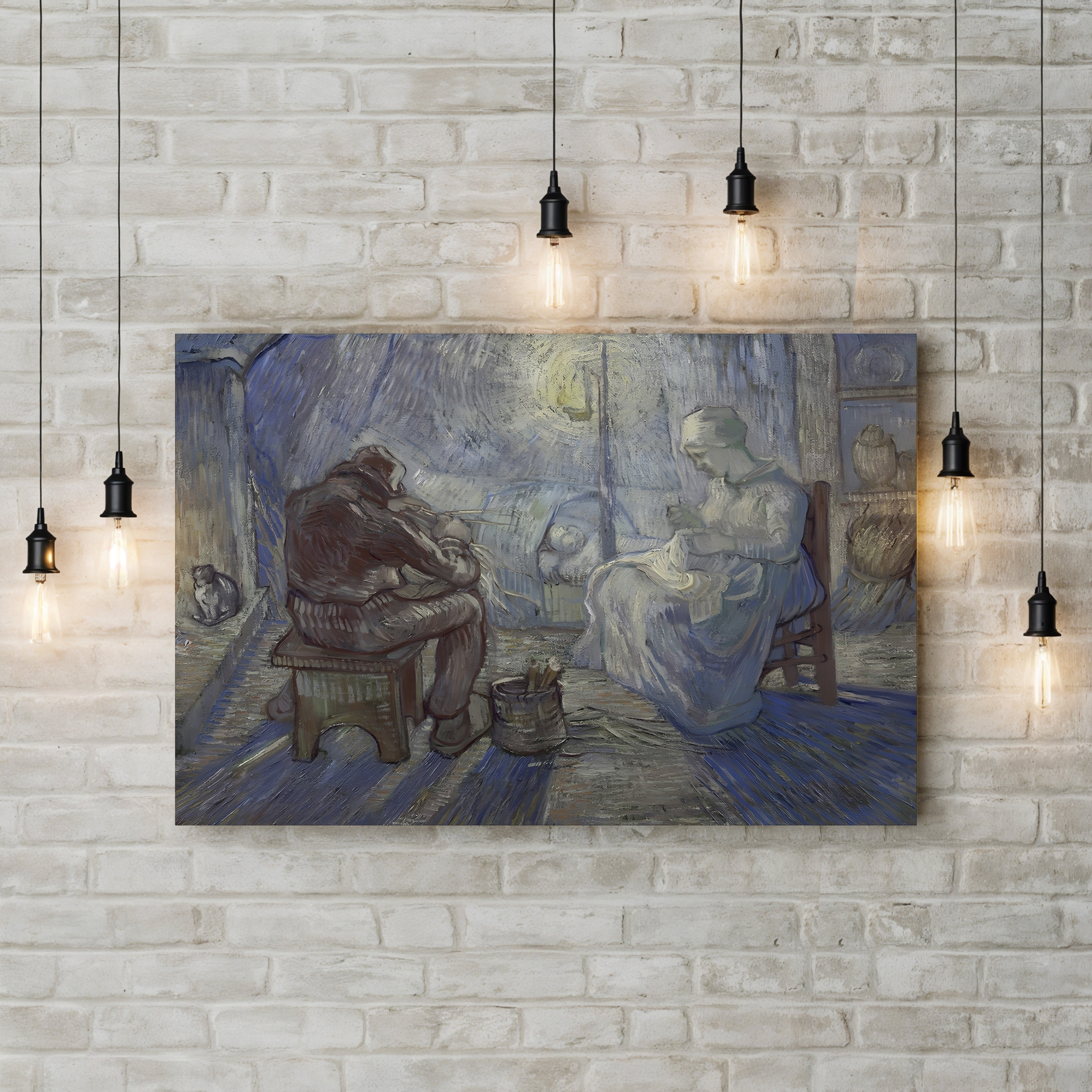 Nuit: Famille de Paysans dans un Intérieur (After Millet), 1889 – Vincent van Gogh Wall Art | Post-Impressionist Canvas Print