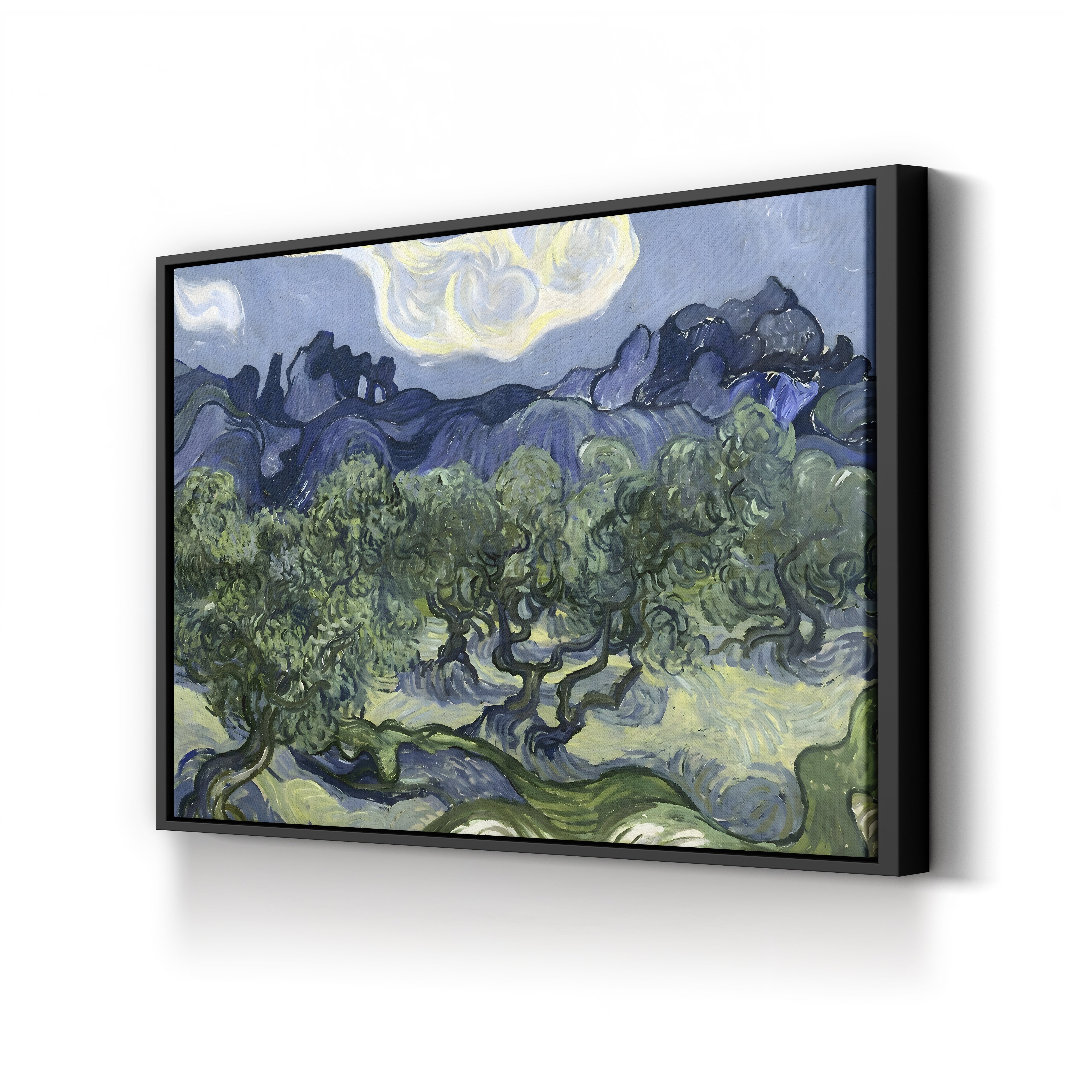 Olive Trees with the Alpilles in the Background – Vincent van Gogh Wall Art | Post-Impressionist Landscape Canvas Print