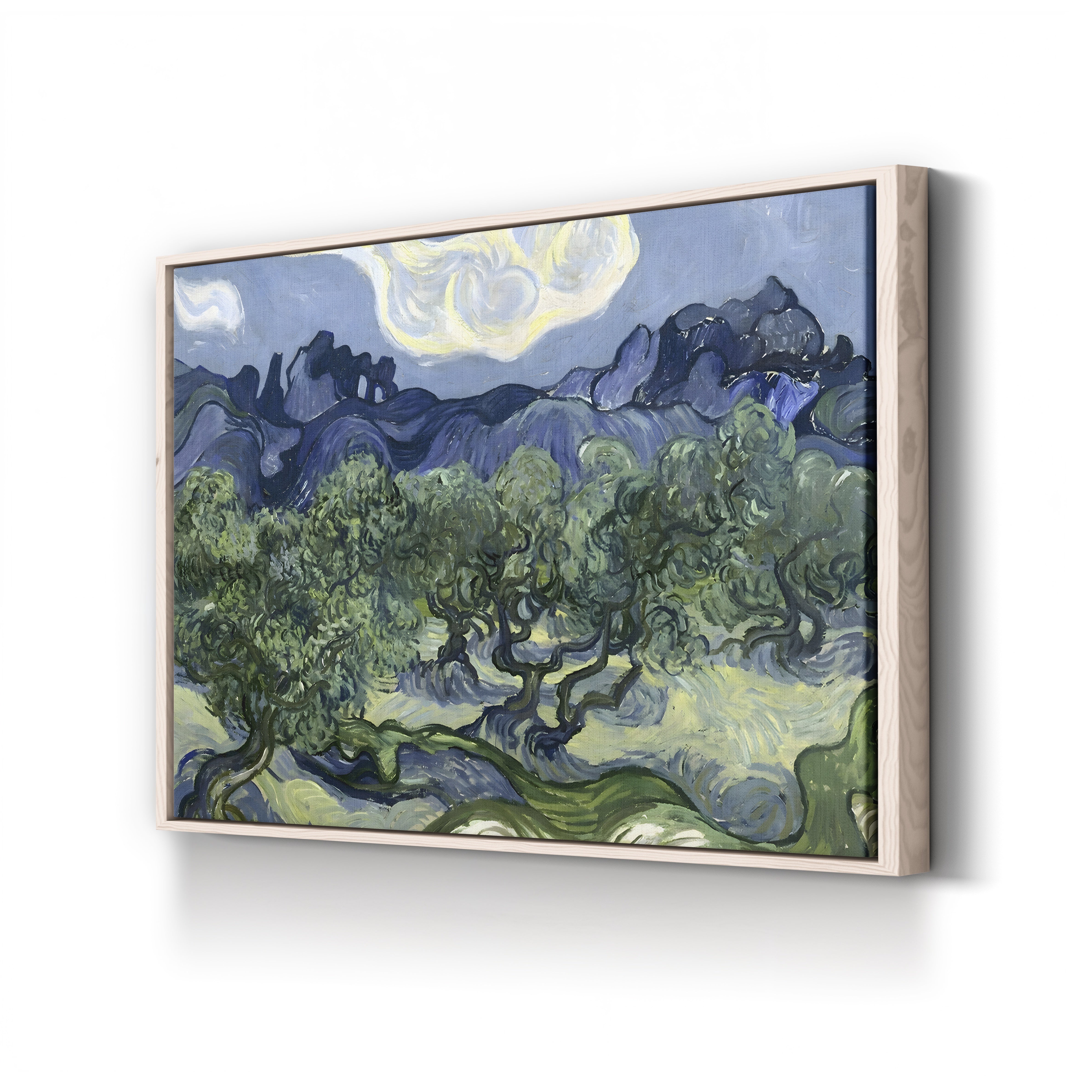 Olive Trees with the Alpilles in the Background – Vincent van Gogh Wall Art | Post-Impressionist Landscape Canvas Print