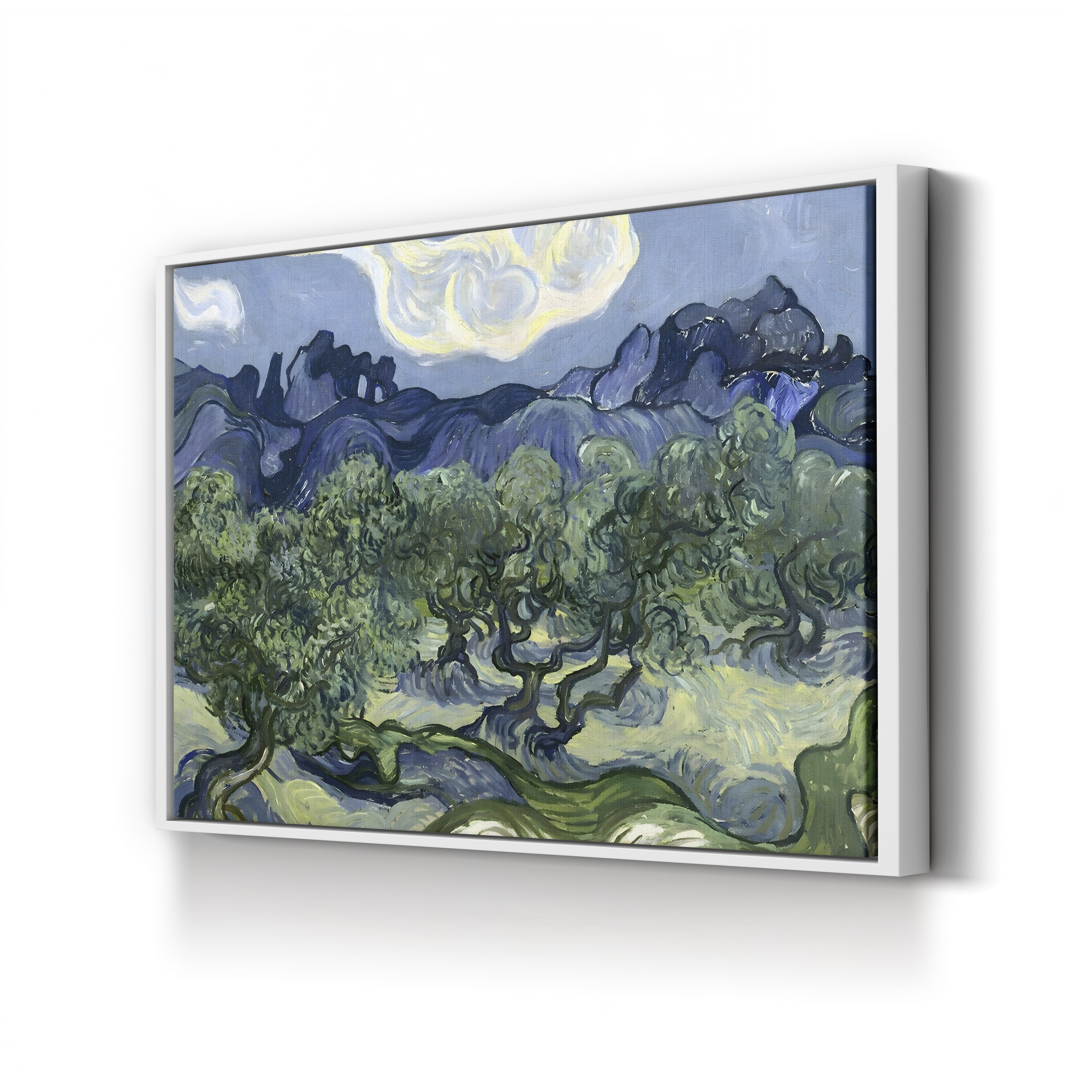 Olive Trees with the Alpilles in the Background – Vincent van Gogh Wall Art | Post-Impressionist Landscape Canvas Print