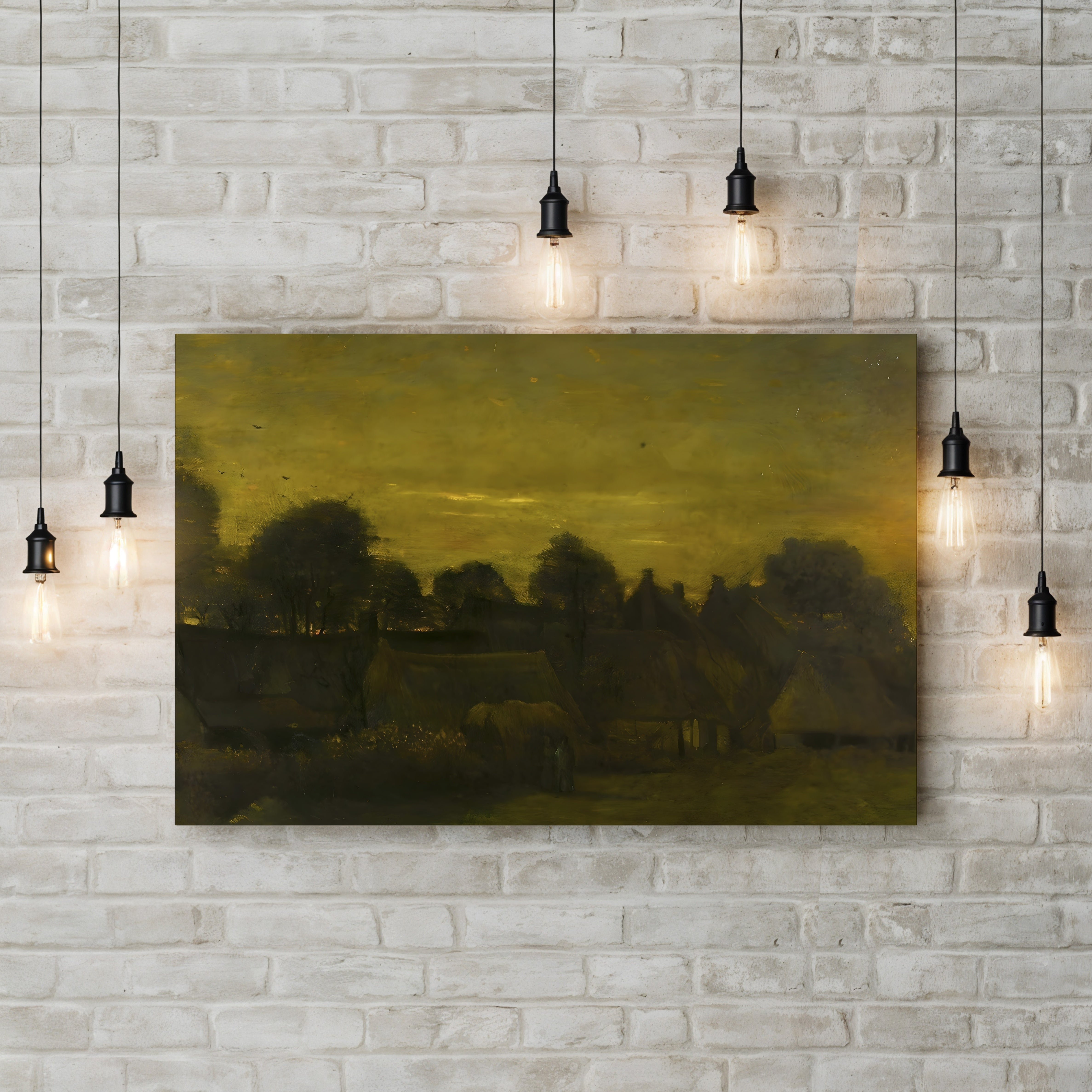 Peasant Village at Dusk, 1884 – Vincent van Gogh Wall Art | Dutch Realist Canvas Print