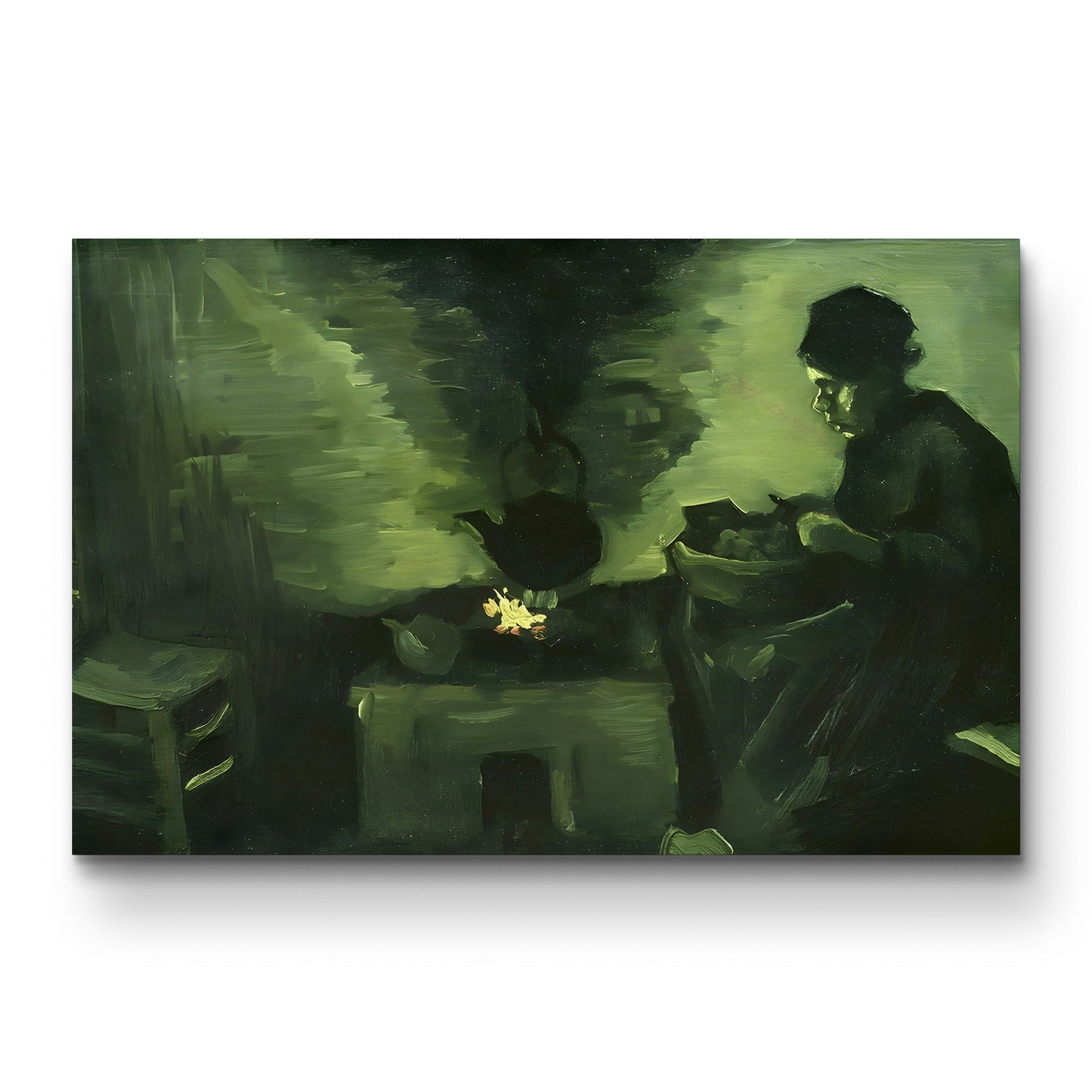 Peasant Woman by the Hearth, c.1885 – Vincent van Gogh Wall Art | Early Dutch Interior Canvas Print