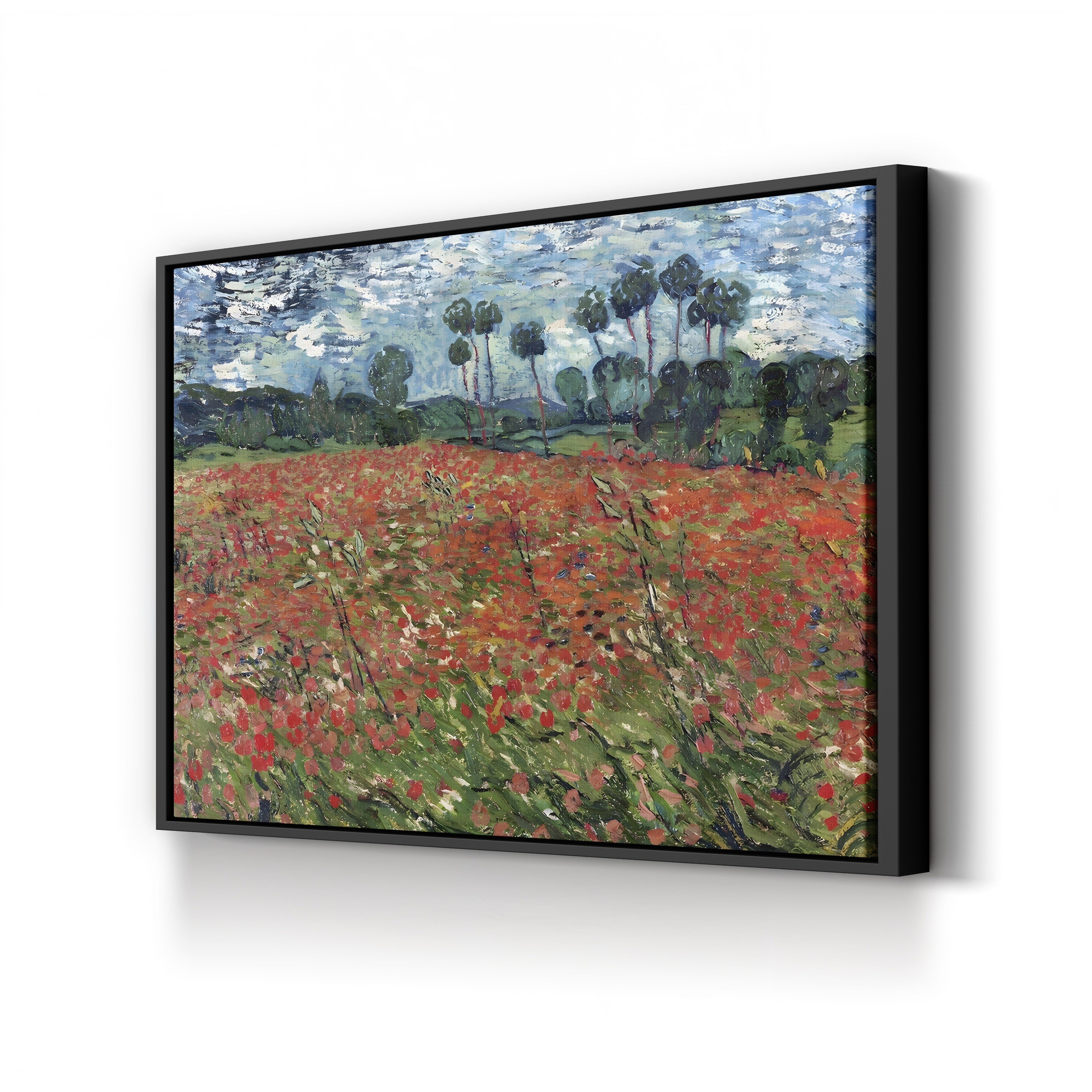 Poppy Field by Vincent van Gogh canvas print in black frame