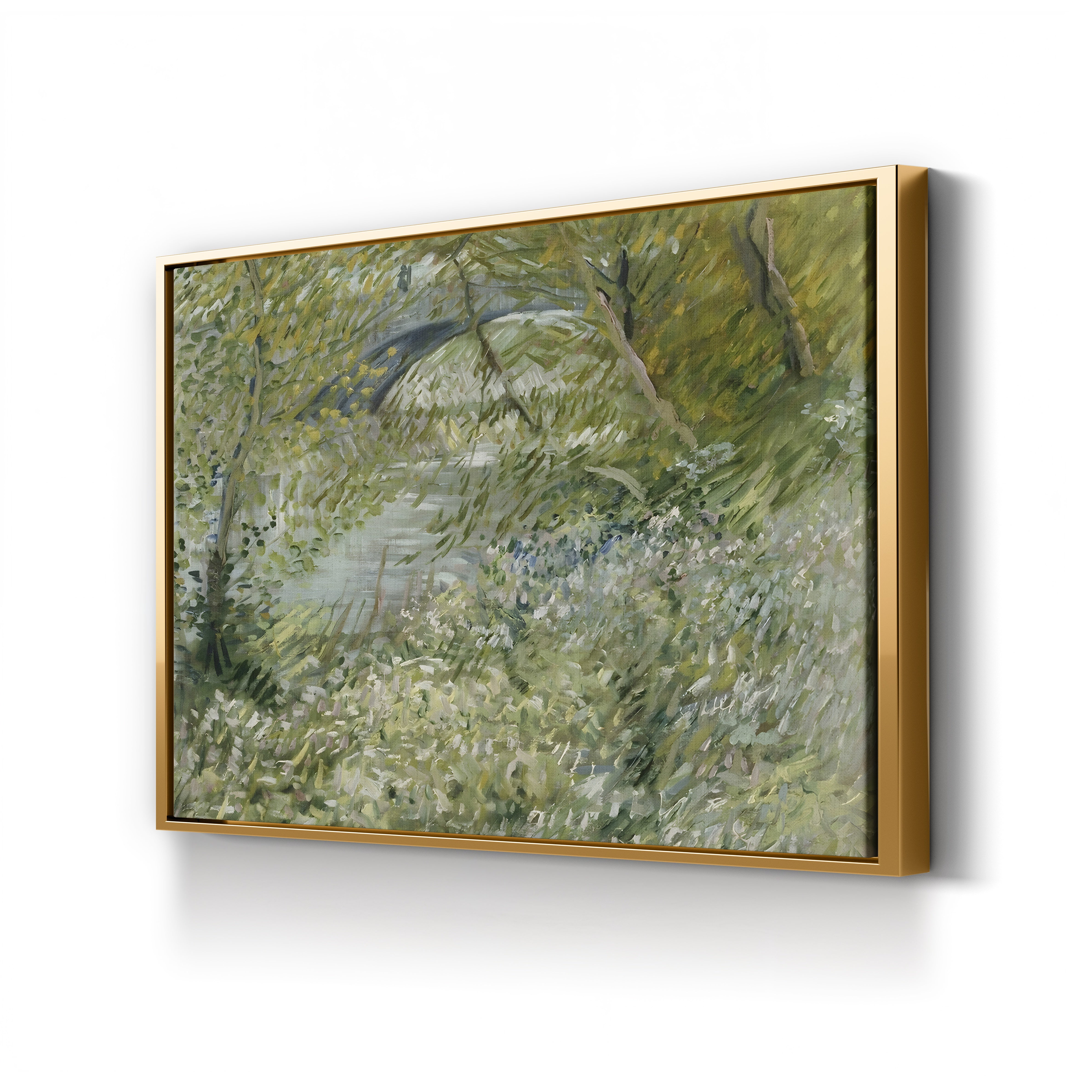 River Bank in Springtime by Vincent van Gogh canvas print in gold frame
