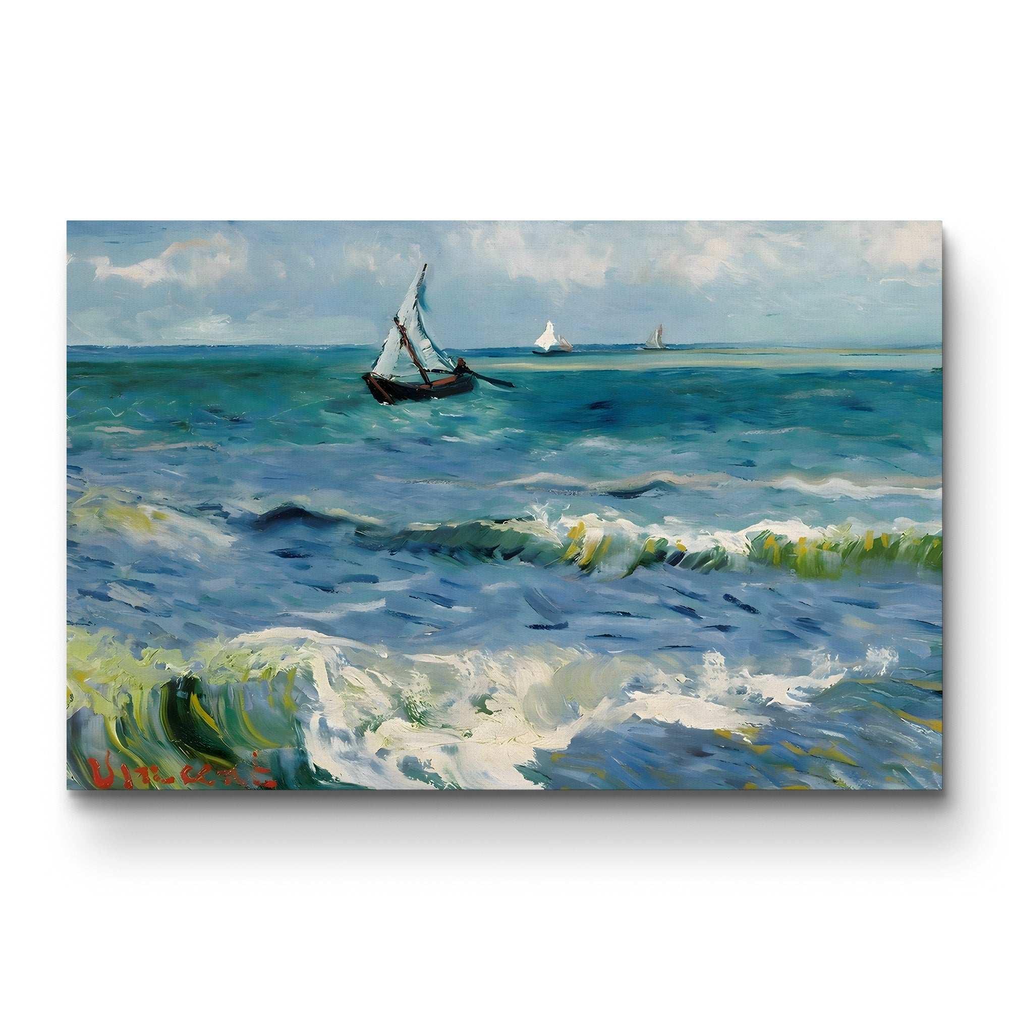 Seascape Near Les Saintes-Maries-de-la-Mer – Vincent van Gogh Wall Art | Post-Impressionist Seascape Canvas Print