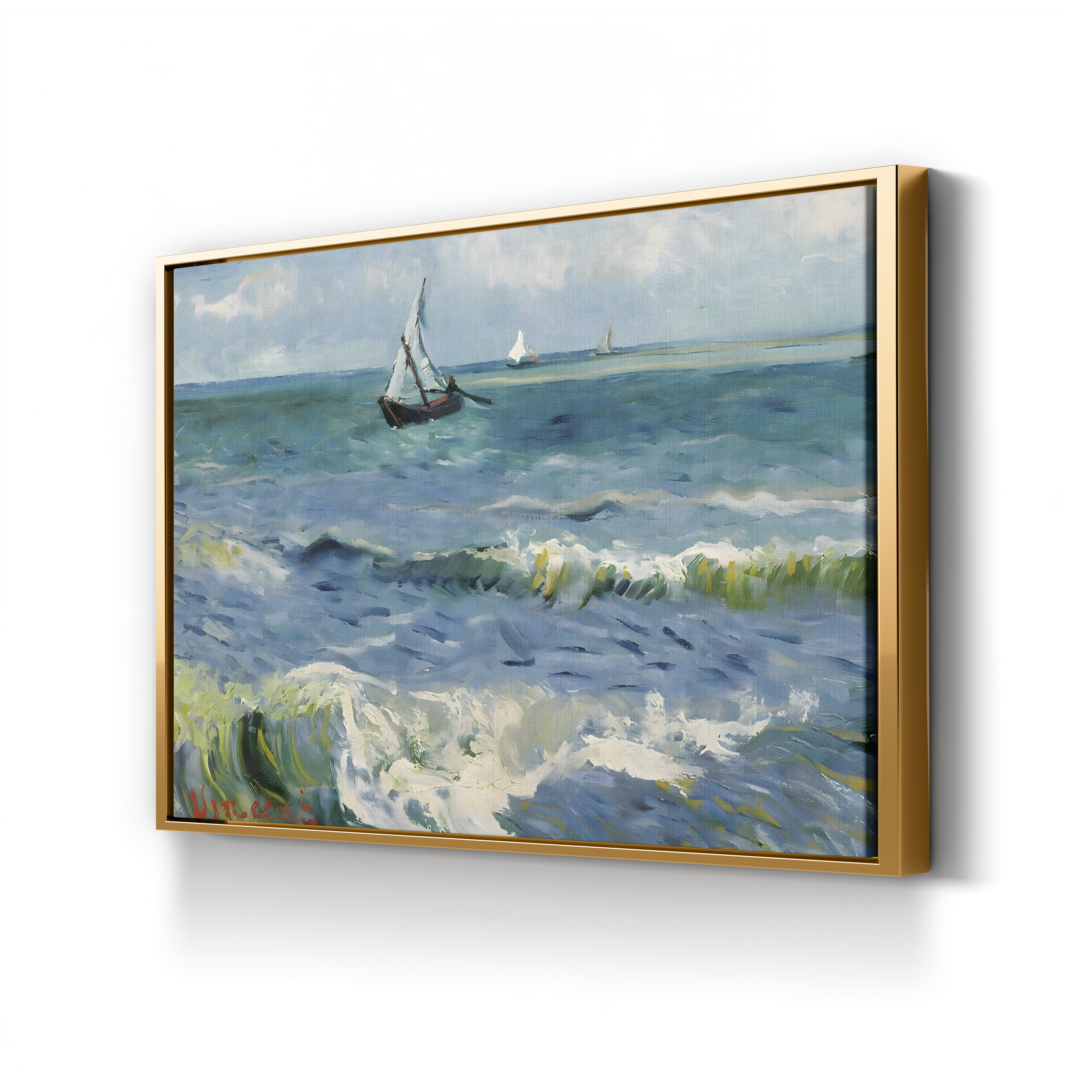 Seascape Near Les Saintes-Maries-de-la-Mer – Vincent van Gogh Wall Art | Post-Impressionist Seascape Canvas Print