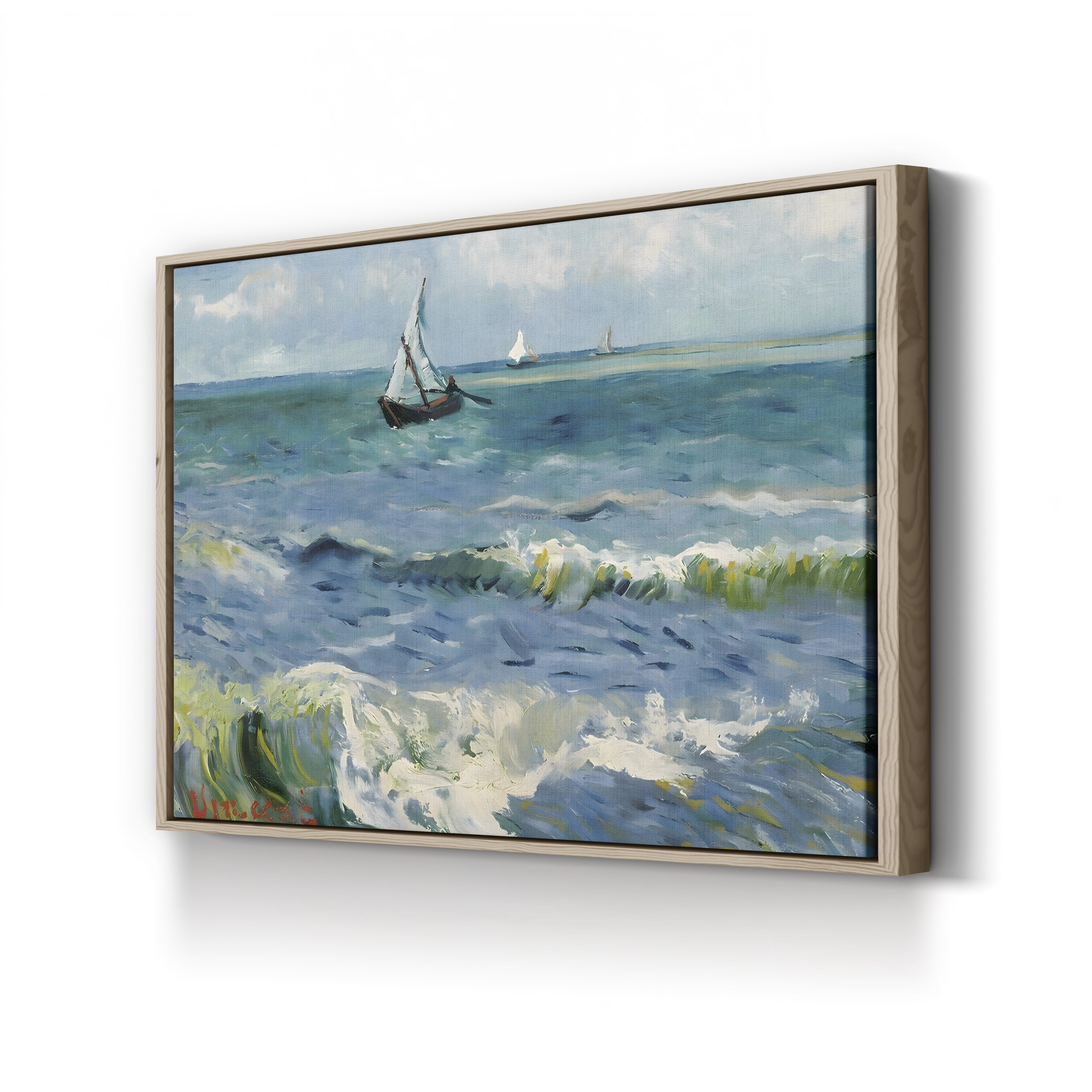 Seascape Near Les Saintes-Maries-de-la-Mer – Vincent van Gogh Wall Art | Post-Impressionist Seascape Canvas Print