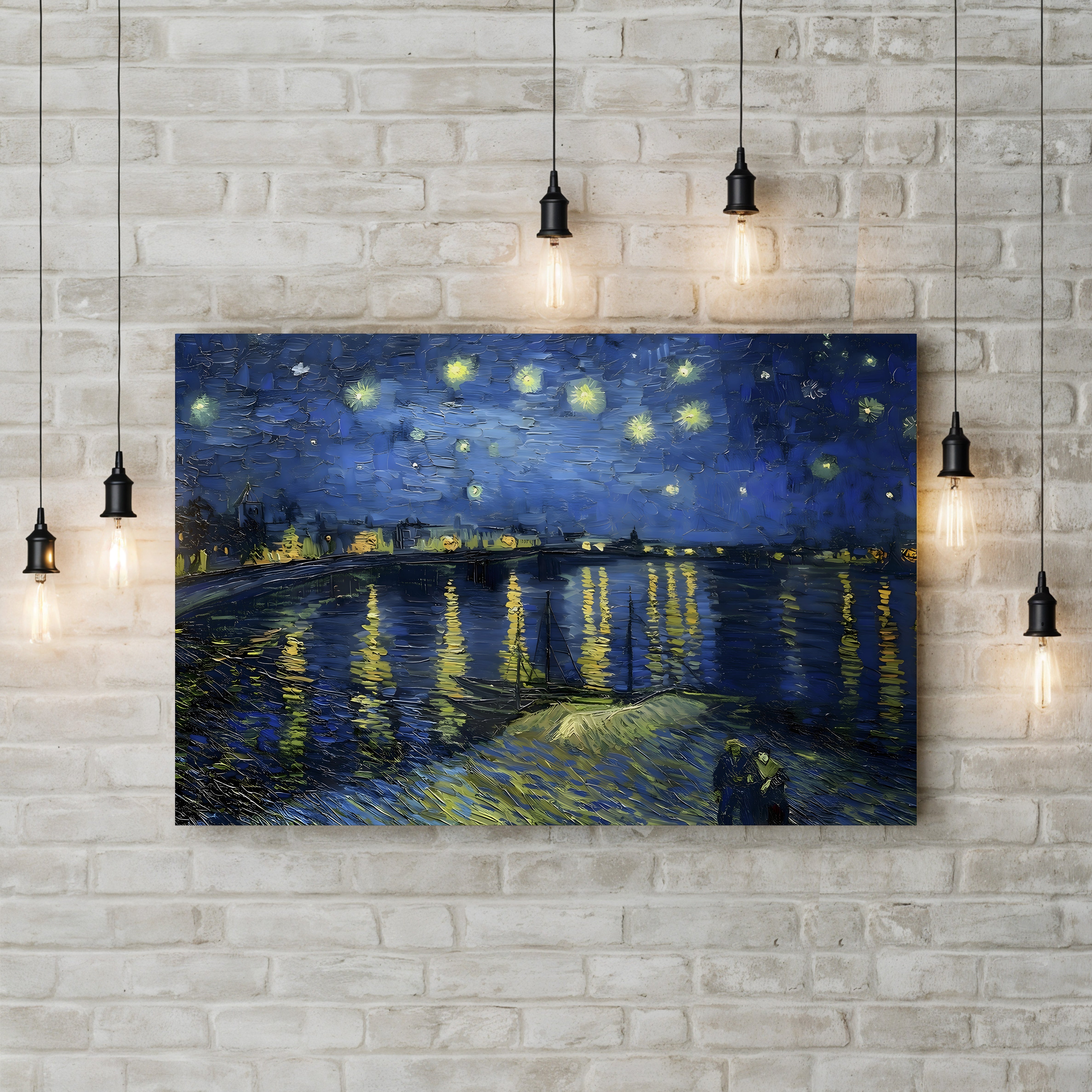 Starry Night over the Rhône, 1888 – Vincent van Gogh Wall Art | Post-Impressionist Nocturne Canvas Print
