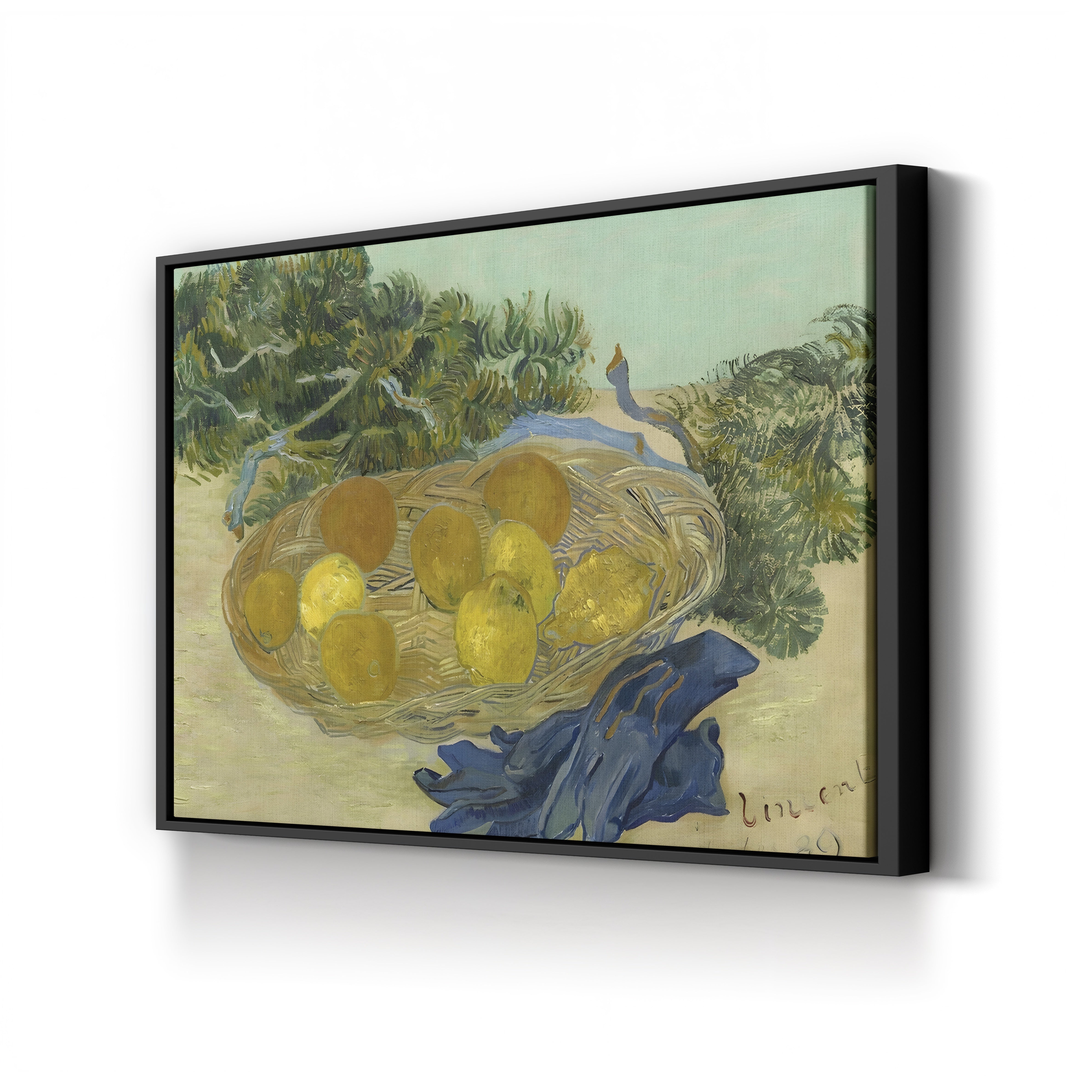 Still Life of Oranges and Lemons with Blue Gloves, 1889 – Vincent van Gogh Wall Art | Post-Impressionist Still Life Canvas Print