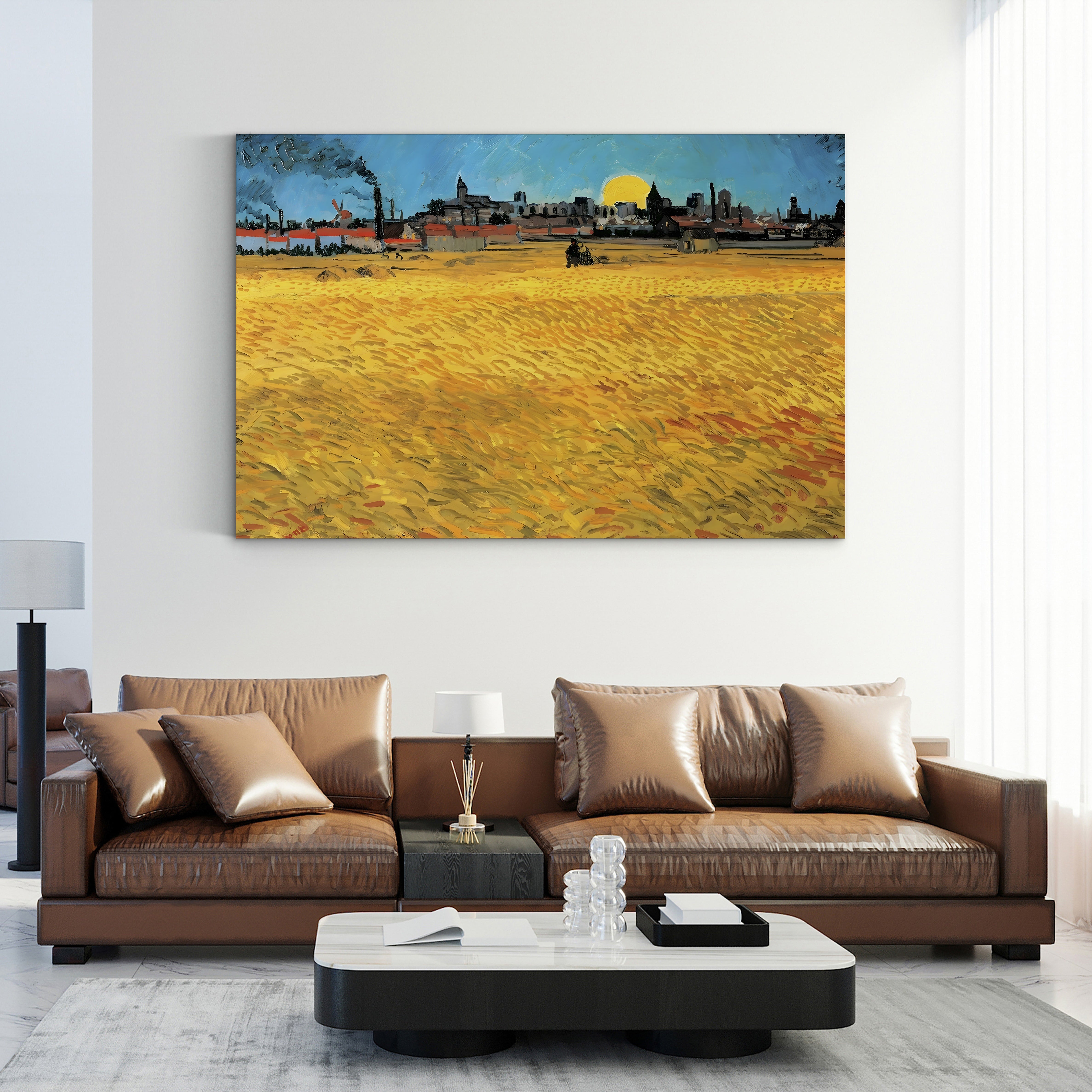 Summer Evening, Wheat Field at Sunset, 1888 – Vincent van Gogh Wall Art | Post-Impressionist Landscape Canvas Print