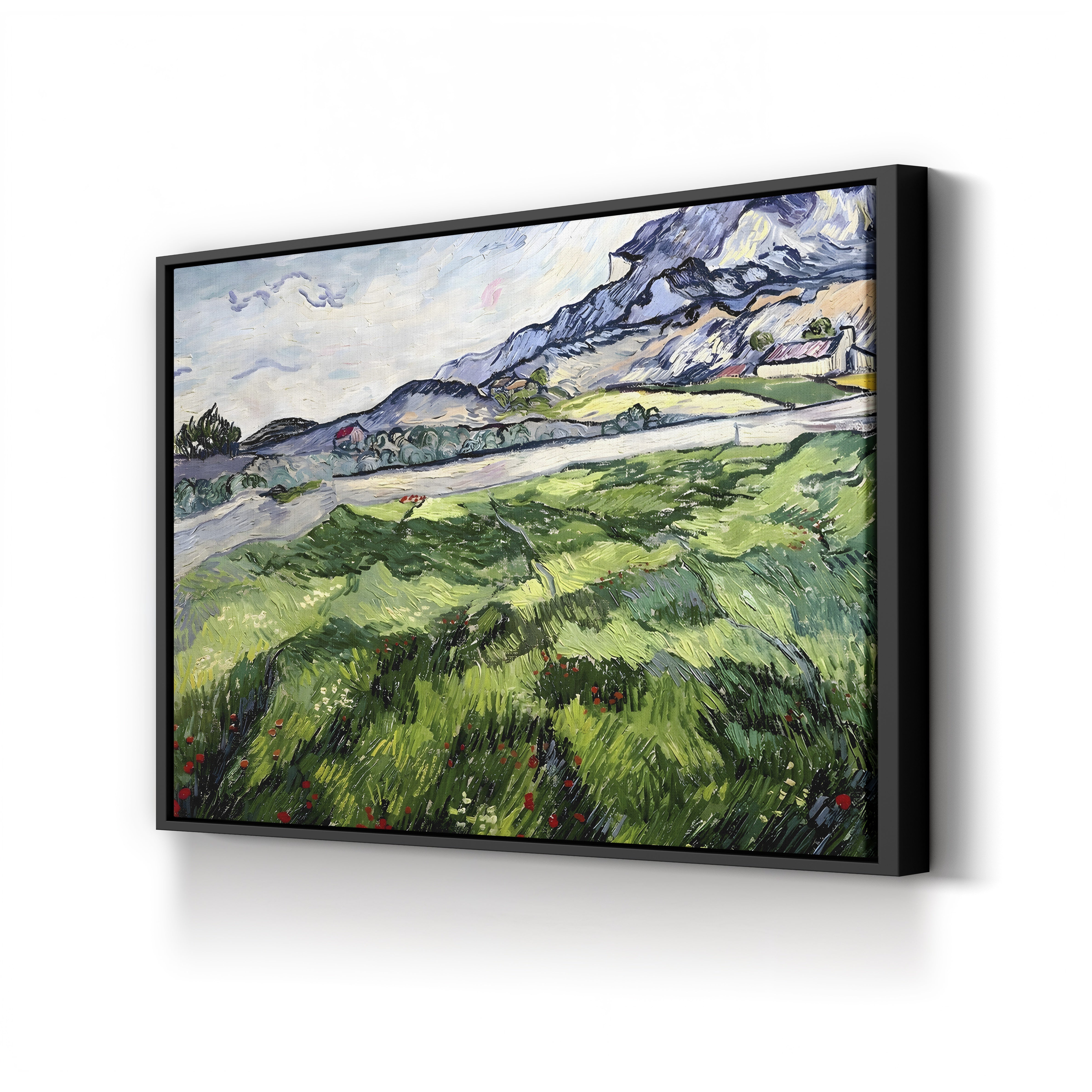 The Green Wheatfield behind the Asylum, 1889 – Vincent van Gogh Wall Art | Post-Impressionist Landscape Canvas Print