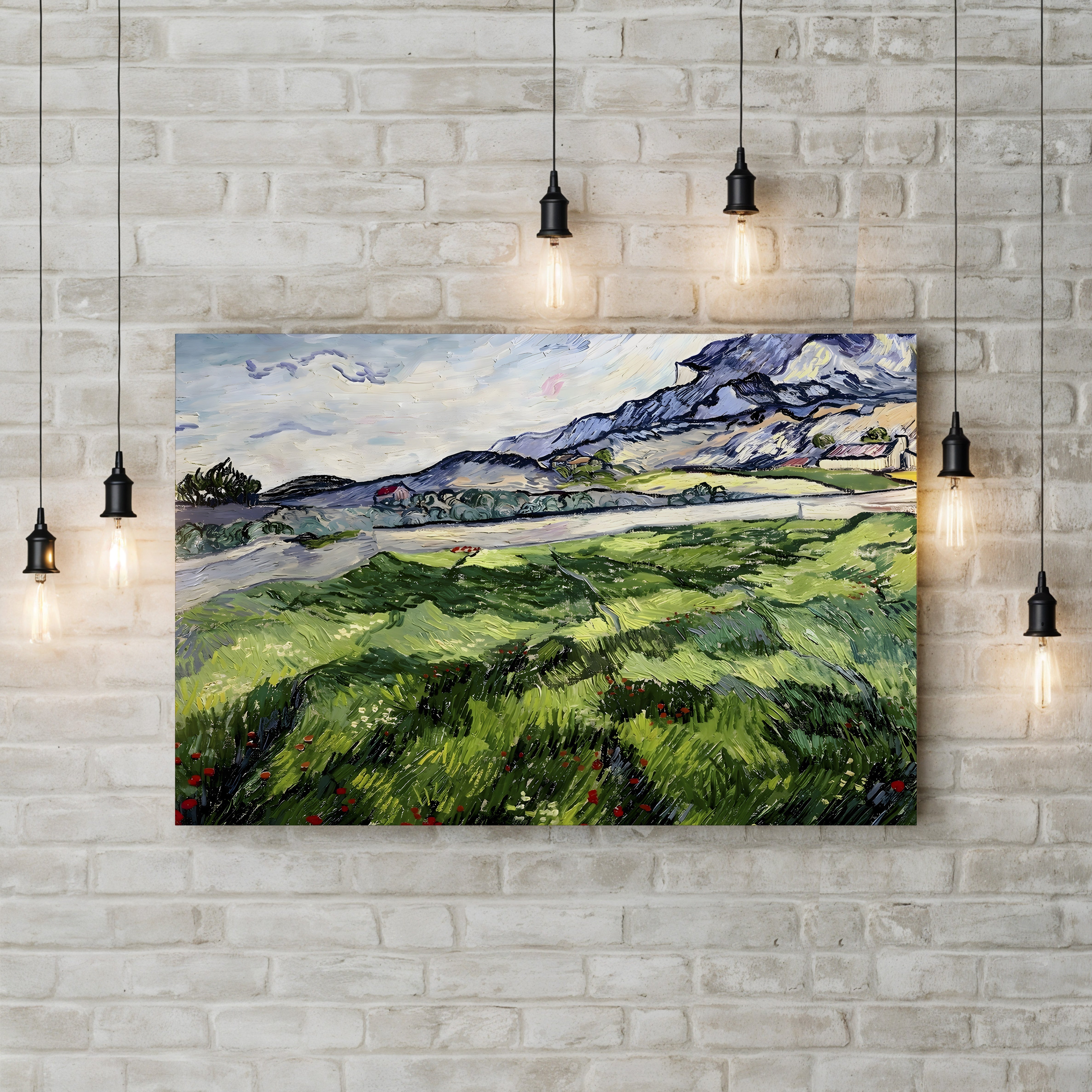 The Green Wheatfield behind the Asylum, 1889 – Vincent van Gogh Wall Art | Post-Impressionist Landscape Canvas Print