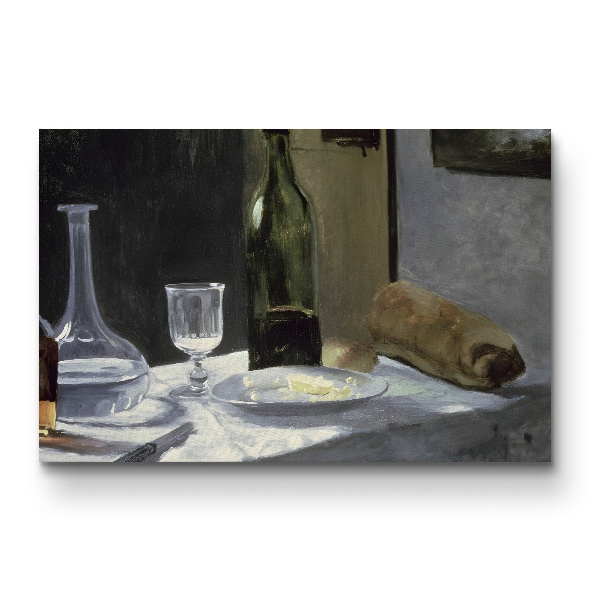 Still Life with Bottle, Carafe, Bread and Wine (Nature morte à la bouteille, la carafe, au pain et au vin), 1862 by Claude Monet