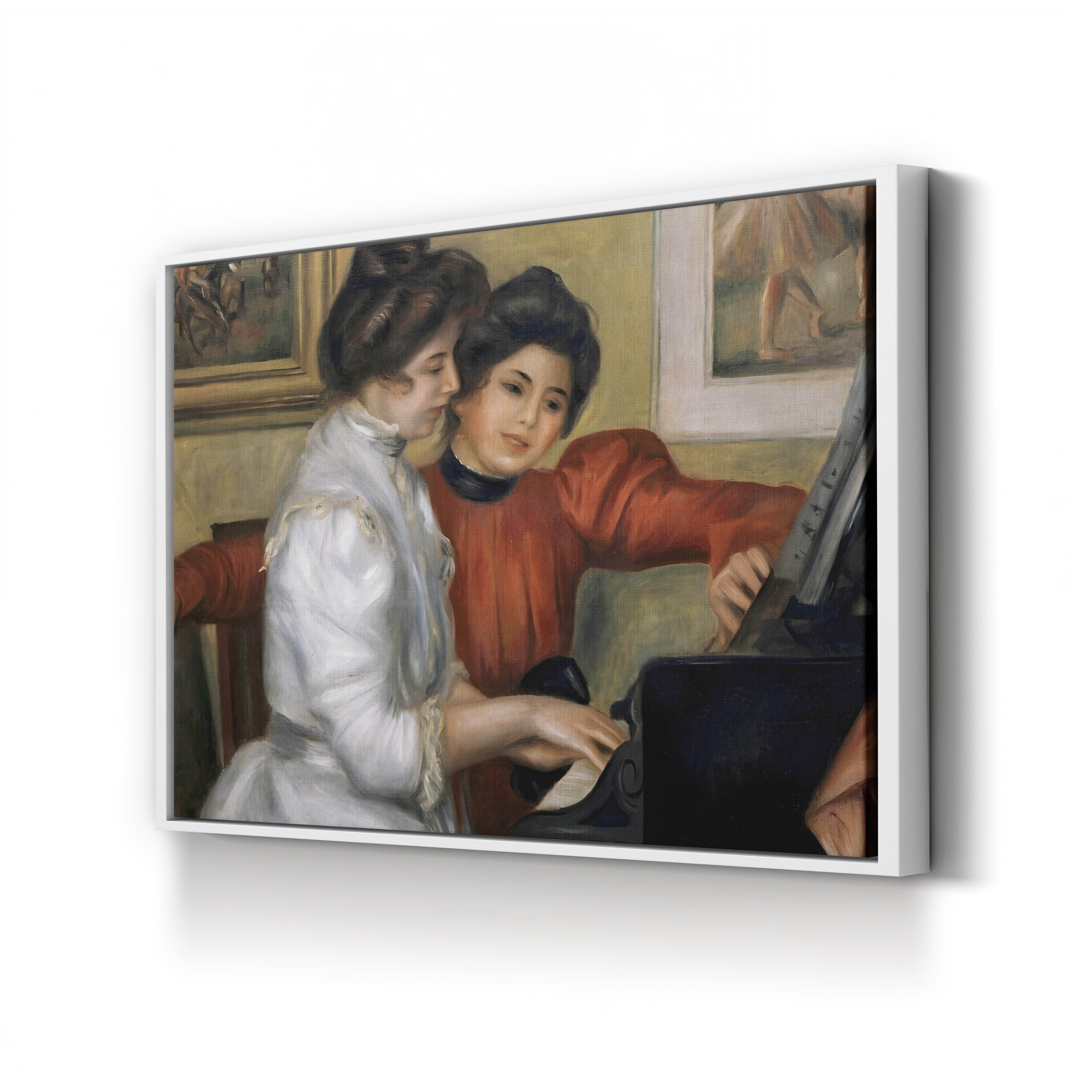 Yvonne and Christine Lerolle at the Piano, c.1897 – Pierre-Auguste Renoir Wall Art | Impressionist Interior Canvas Print