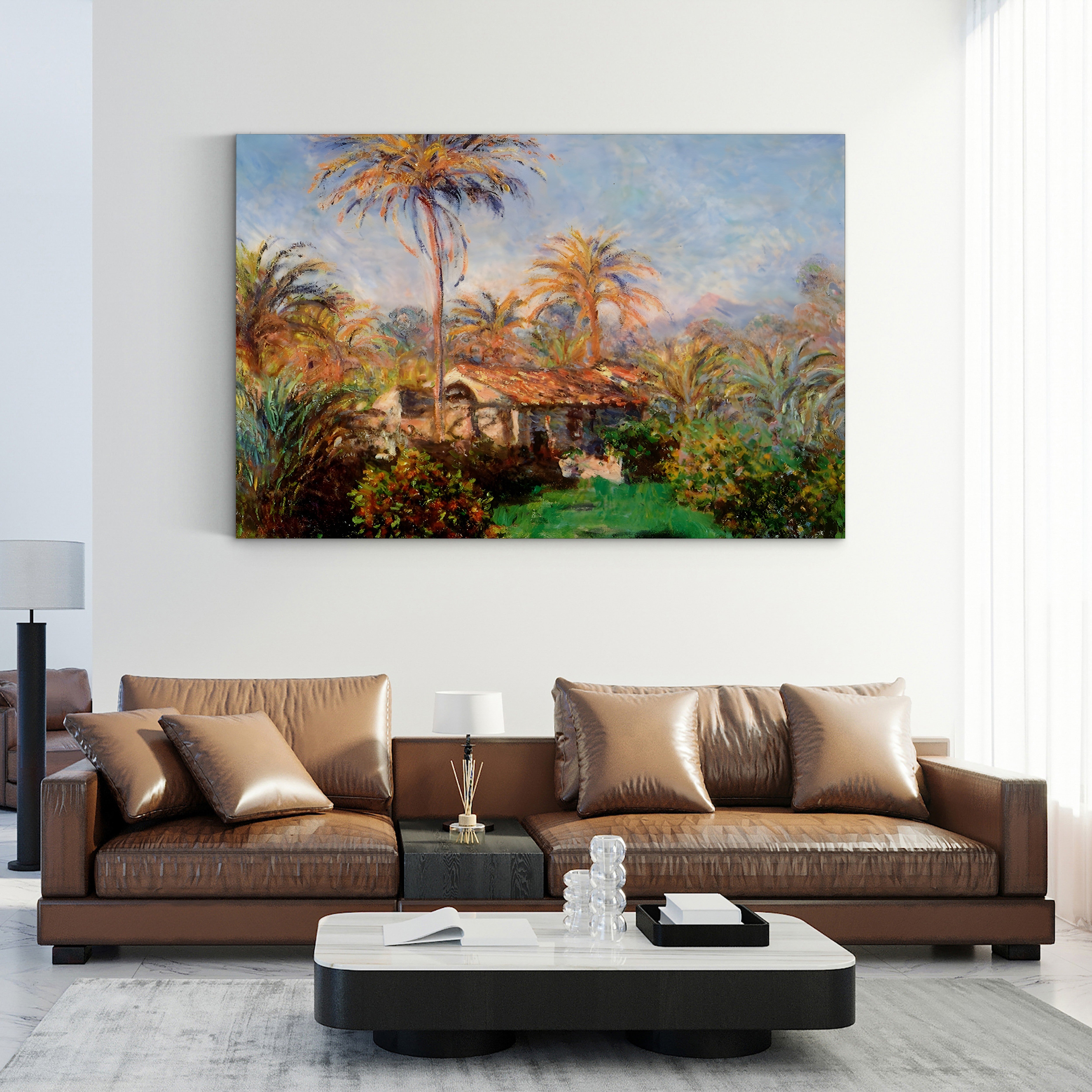 House Among the Palms – Claude Monet Wall Art | Impressionist Exotic Landscape Canvas Print
