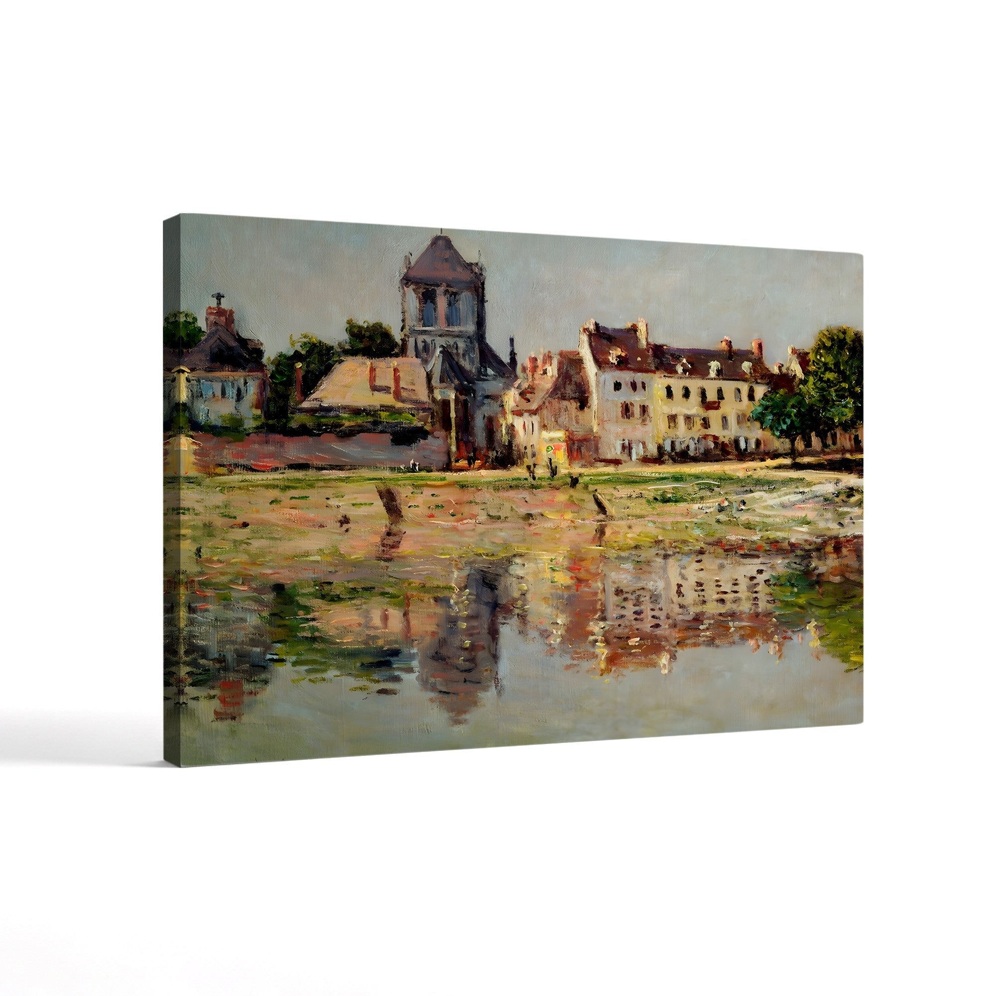 By the River at Vernon, 1883 – Claude Monet Wall Art | Impressionist Seine Landscape Canvas Print