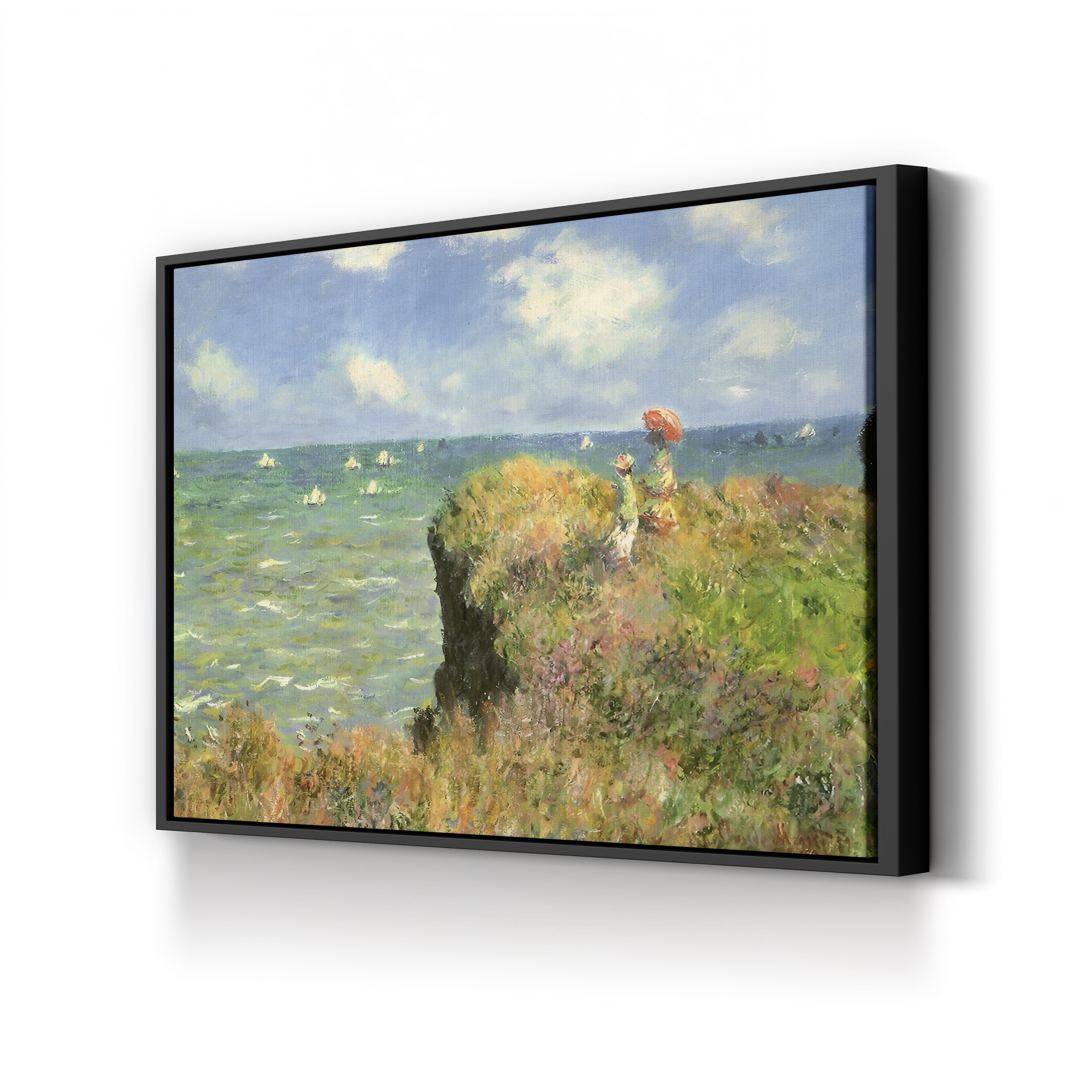 Cliff Walk at Pourville – Claude Monet Wall Art | Iconic Impressionist Coastal Figures Canvas Print