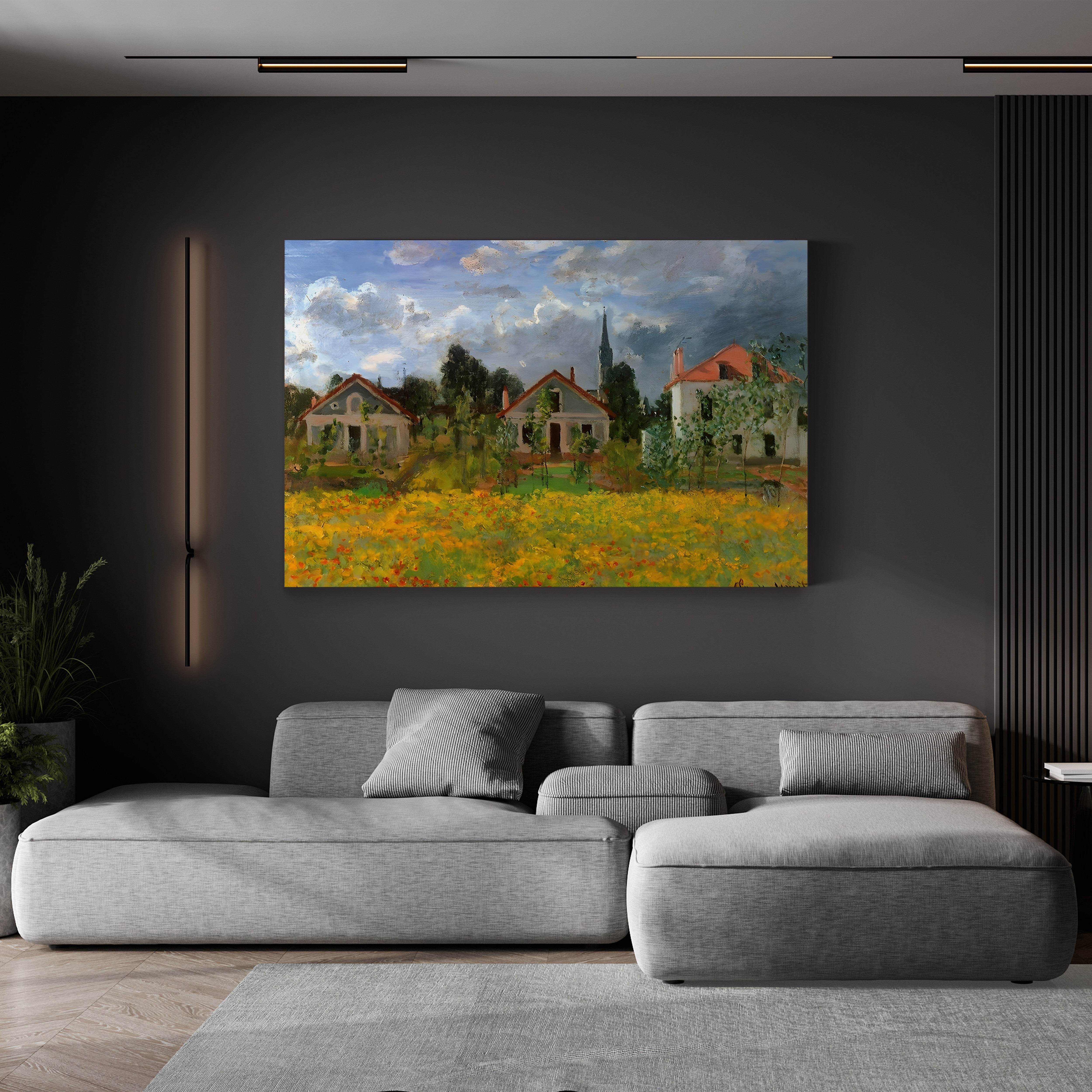 Houses in the Countryside – Claude Monet Wall Art | Impressionist Rural Landscape Canvas Print