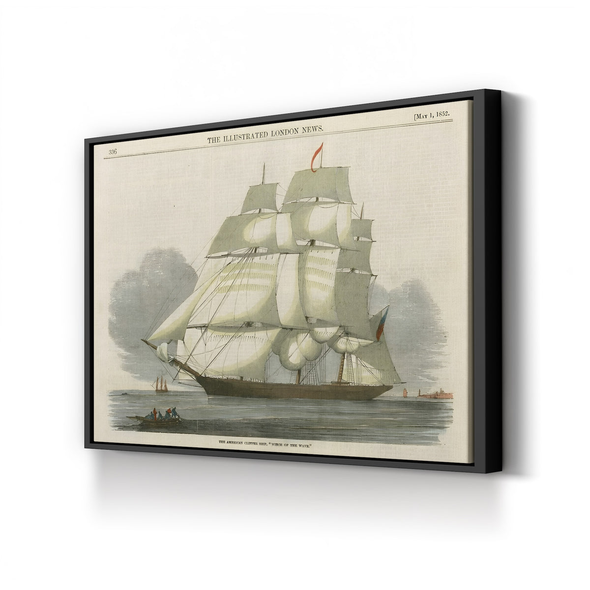 The Clipper Ship Witch of the Wave, 1852 canvas print in black frame