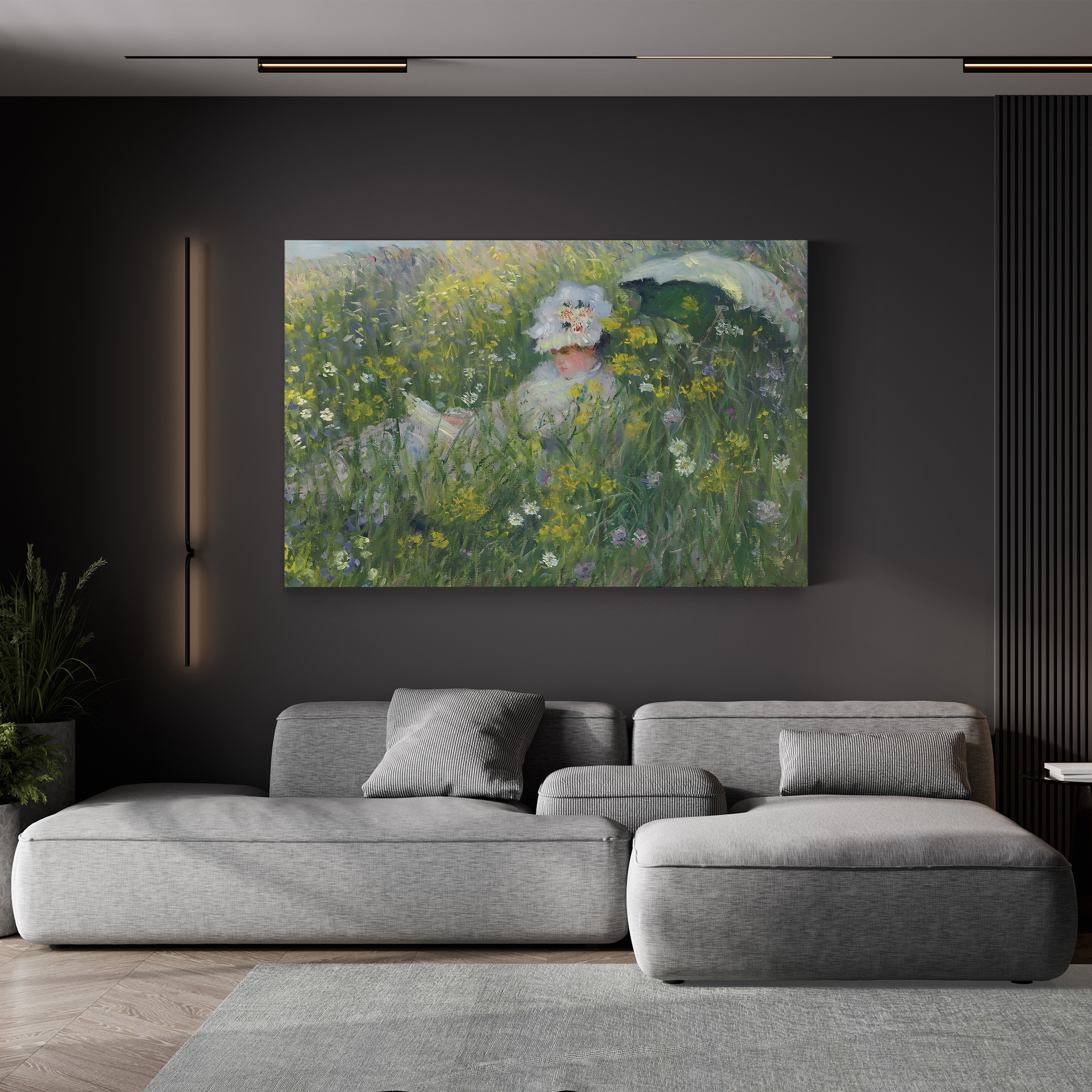 In the Meadow (Dans la Prairie), 1876 – Claude Monet Wall Art | Impressionist Summer Landscape Canvas Print