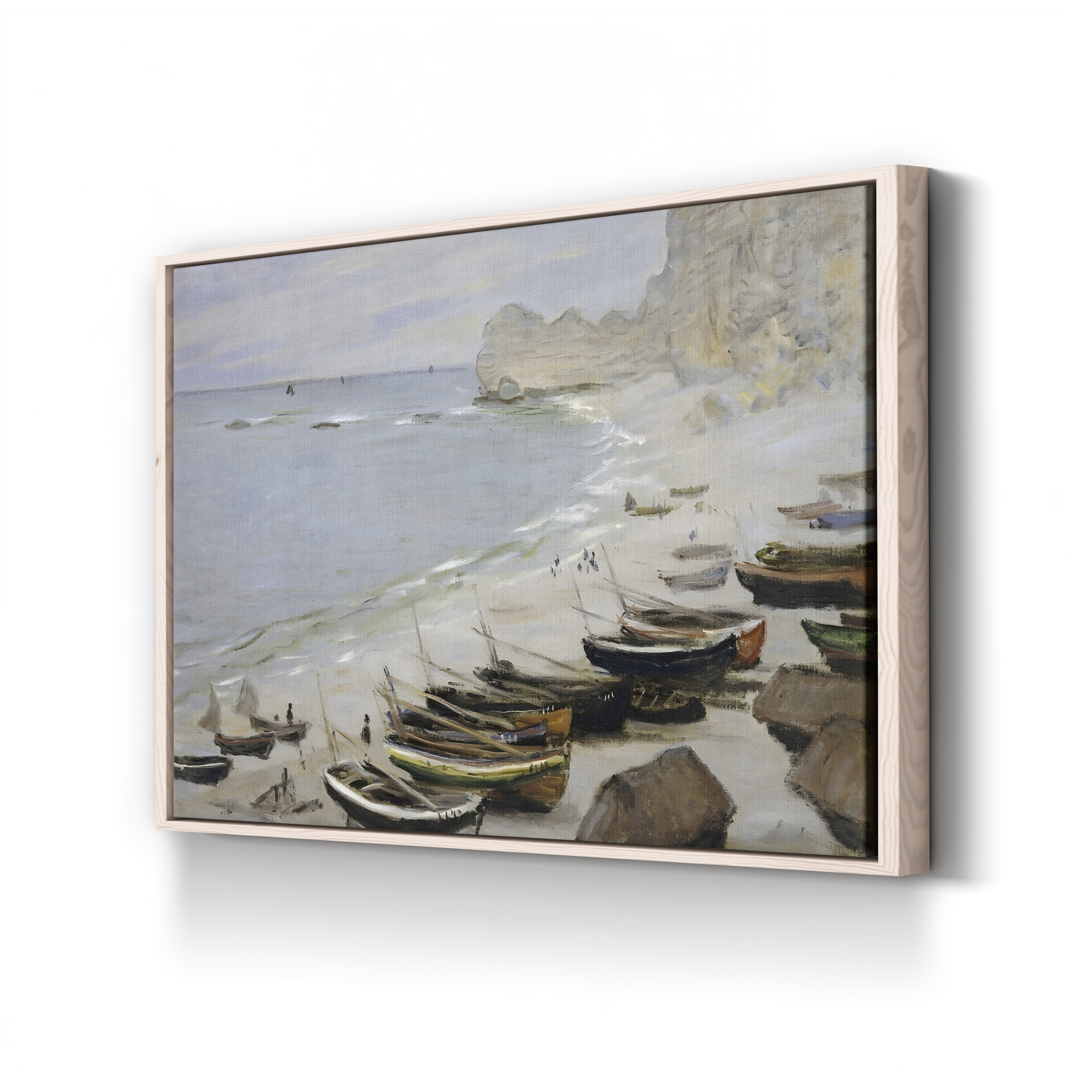 Boats on the Beach at Étretat, 1883 – Claude Monet Wall Art | Impressionist Normandy Coastal Canvas Print