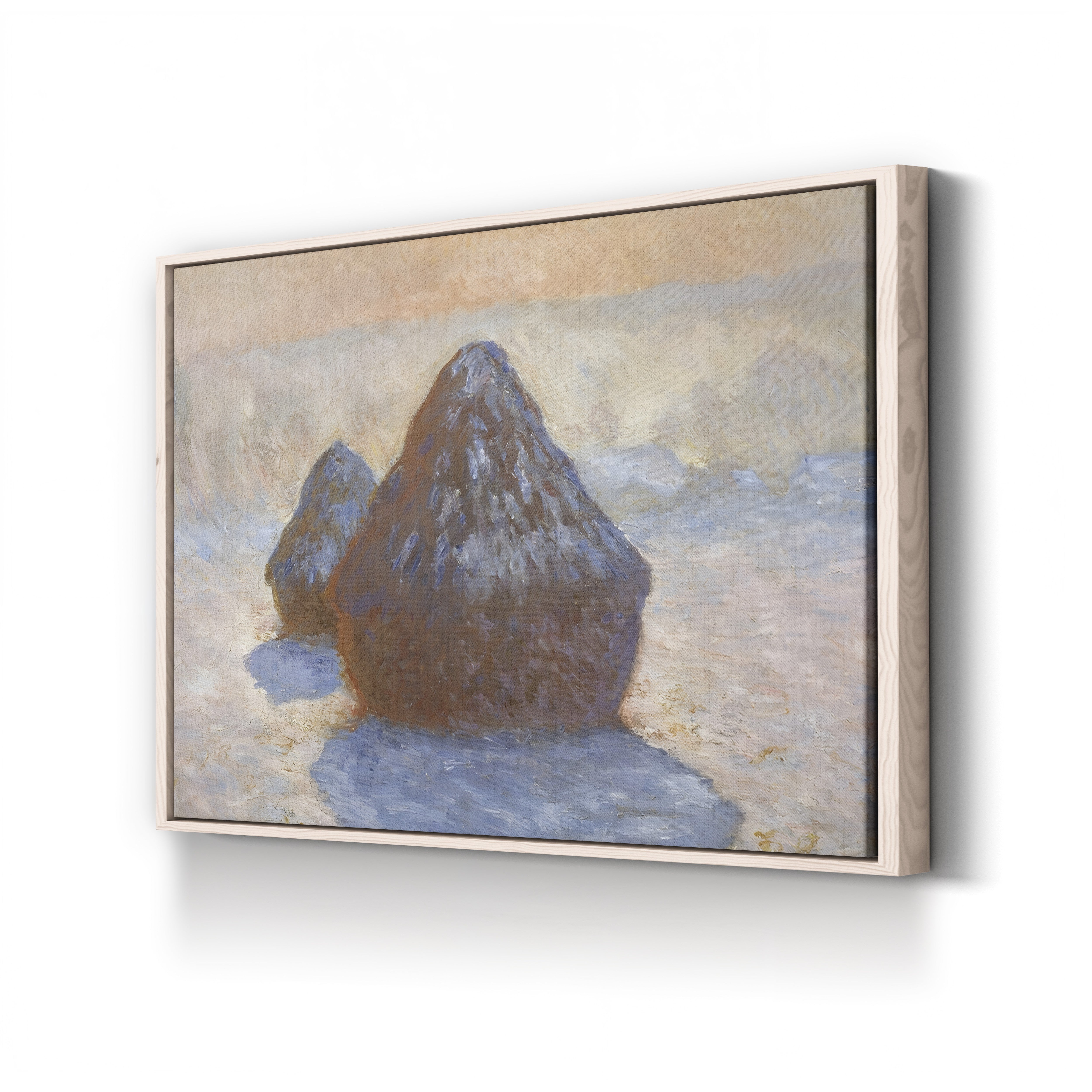 Haystacks, Snow Effect – Claude Monet Wall Art | Impressionist Winter Landscape Canvas Print