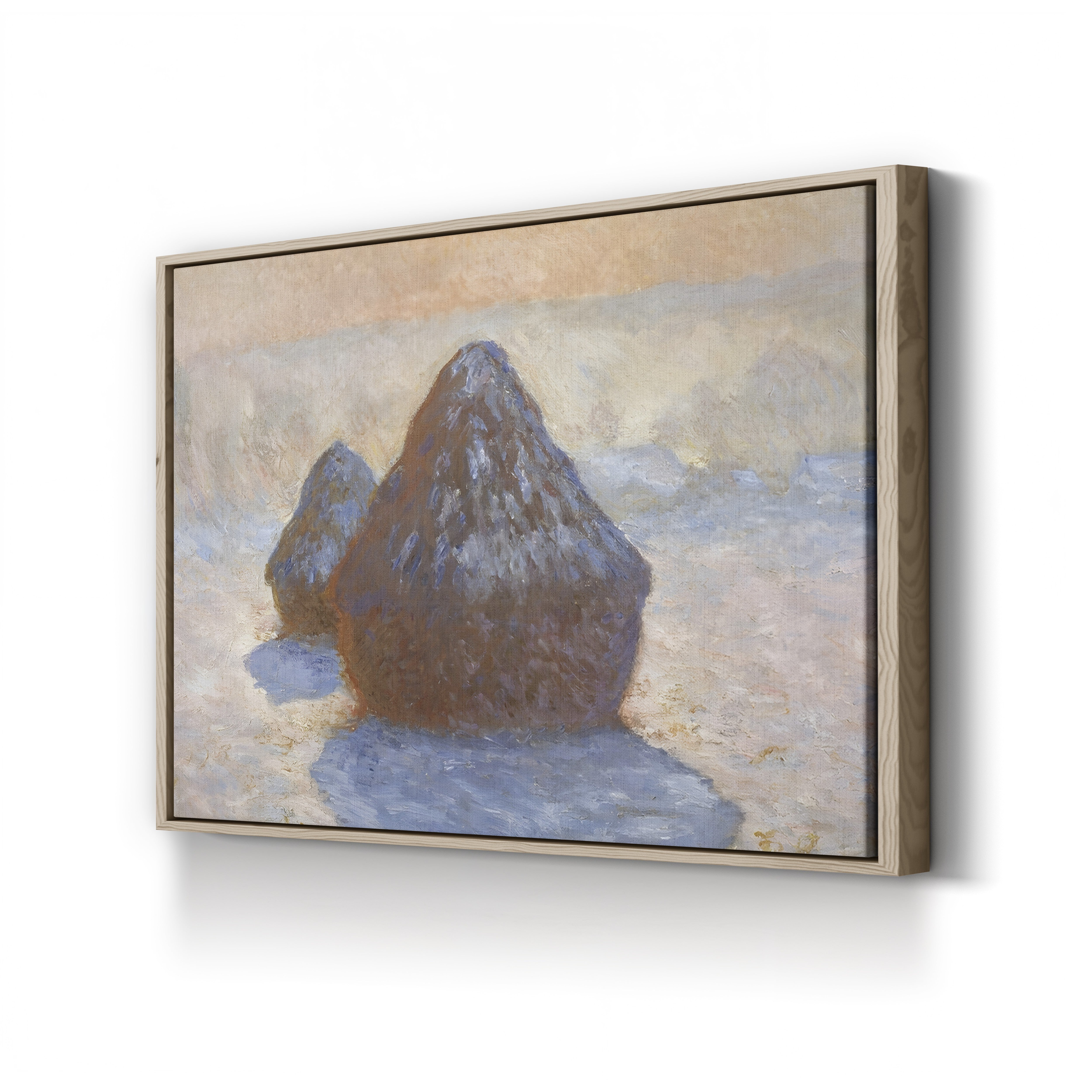 Haystacks, Snow Effect – Claude Monet Wall Art | Impressionist Winter Landscape Canvas Print