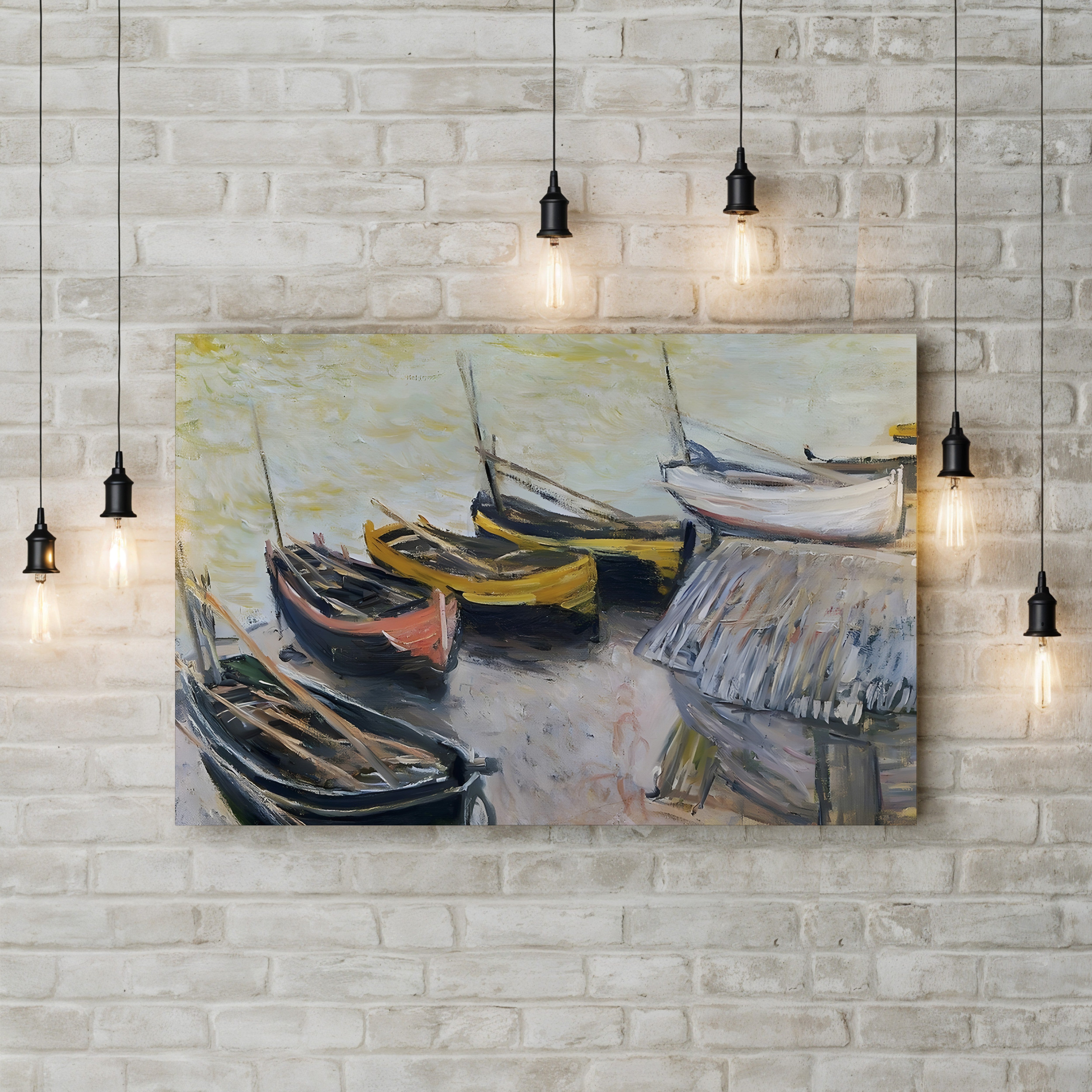Boats on the Beach, 1883 – Claude Monet Wall Art | Impressionist Norman Coastal Canvas Print