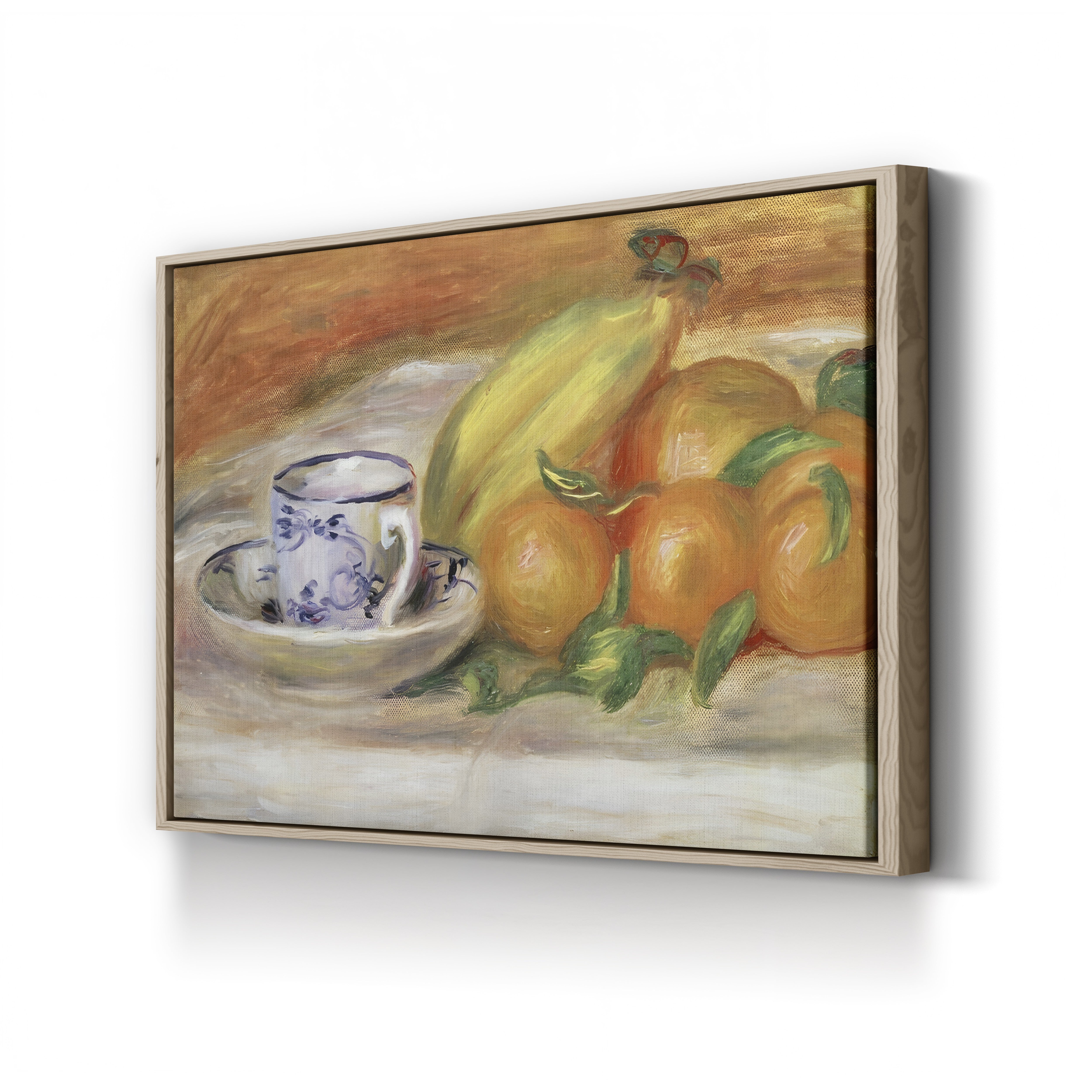 Fruit with Cup and Saucer, 1913 – Pierre-Auguste Renoir Wall Art | Late Impressionist Still Life Canvas Print