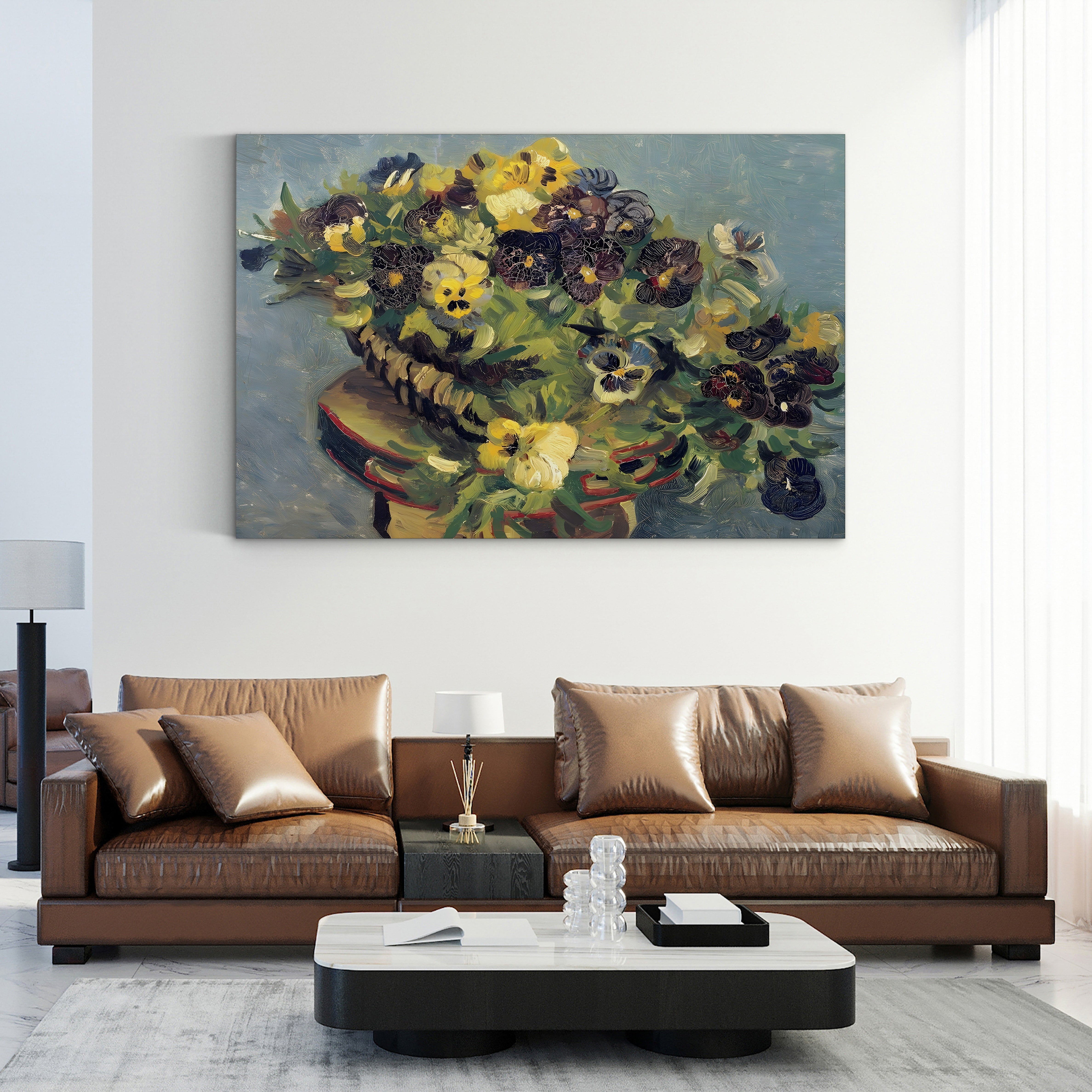 Basket of Violets on a Table – Vincent van Gogh Wall Art | Post-Impressionist Floral Still Life Canvas Print