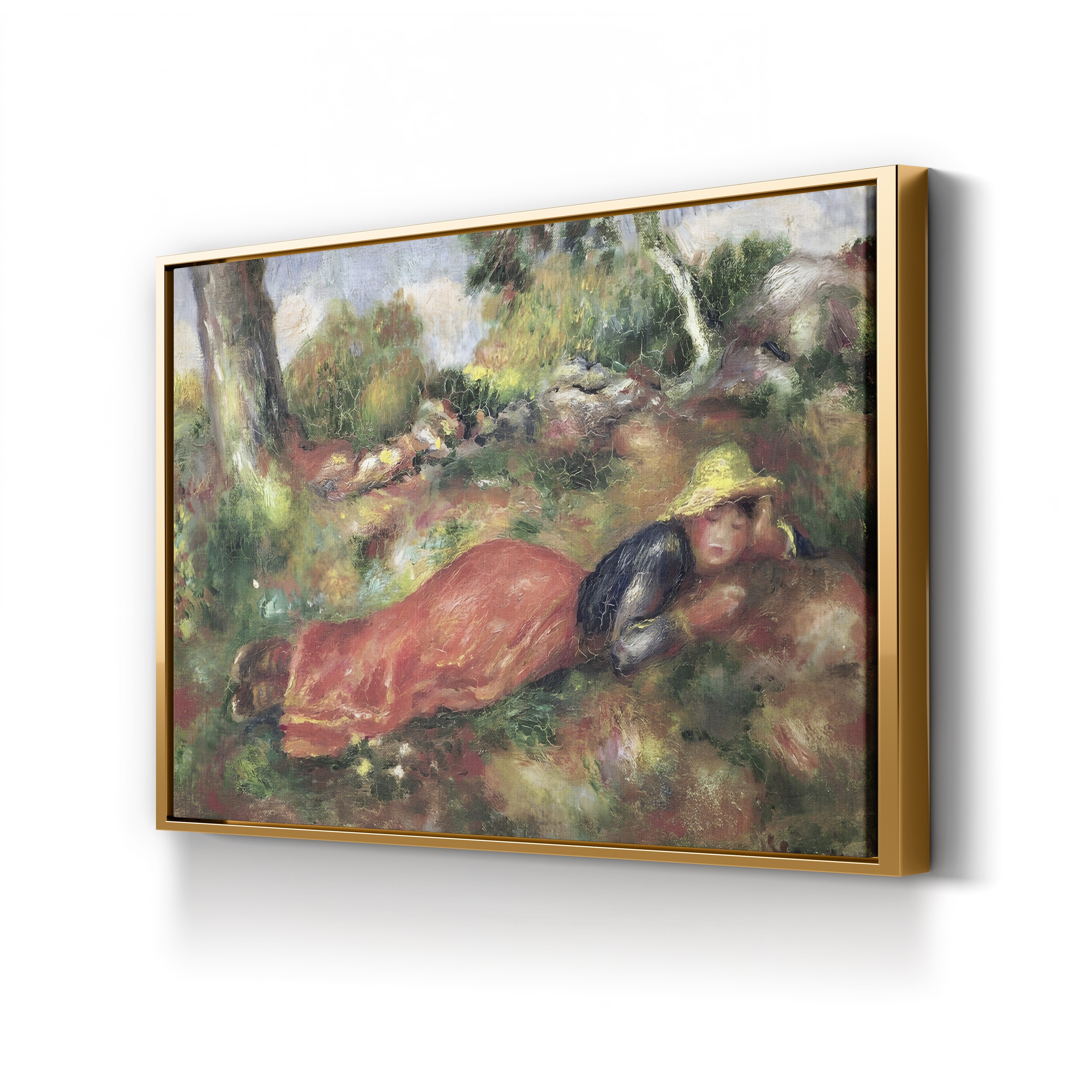 Young Girl Sleeping on the Grass – Pierre-Auguste Renoir Wall Art | Impressionist Figure Canvas Print