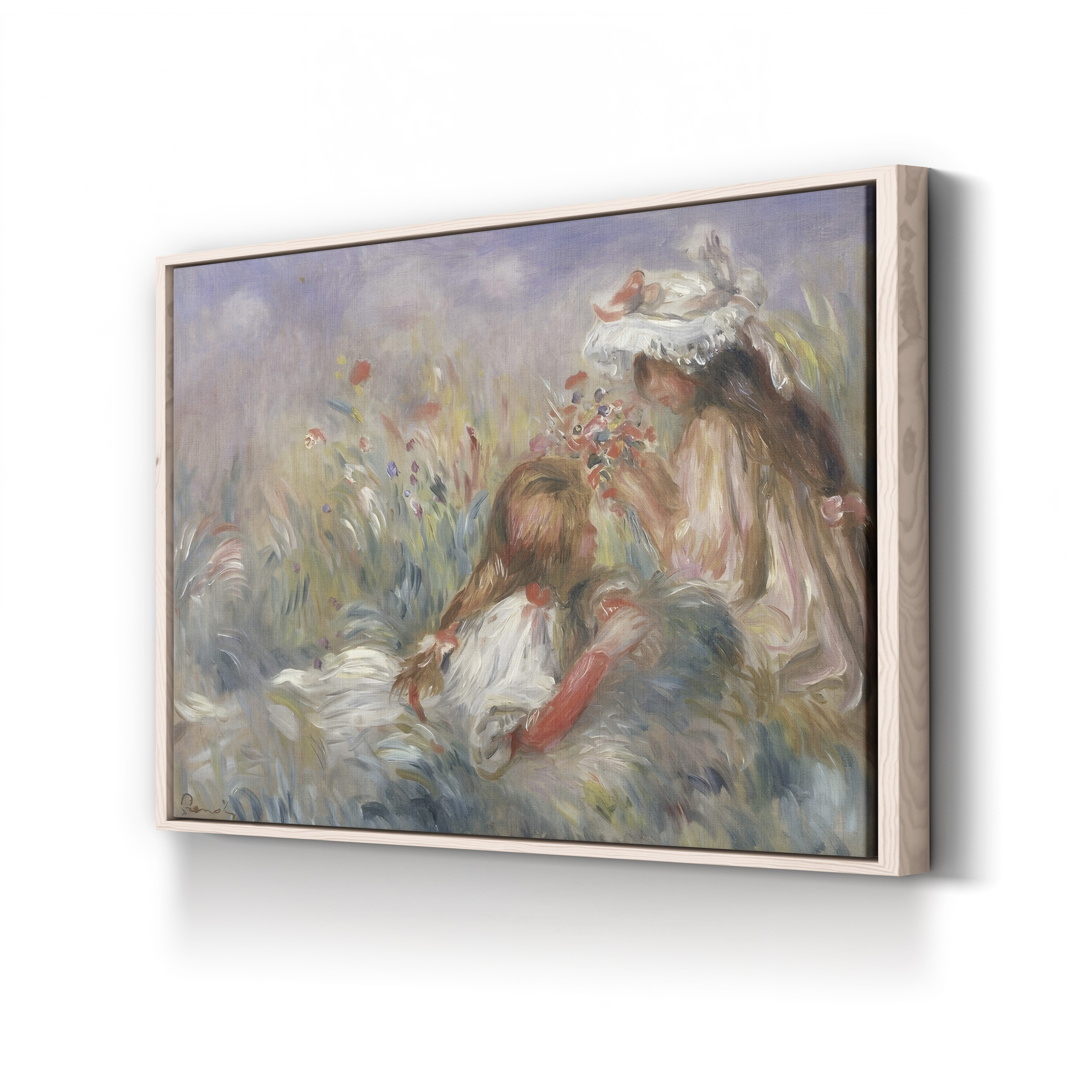 Two Children Seated Among Flowers, 1900 – Pierre-Auguste Renoir Wall Art | Impressionist Figural Canvas Print